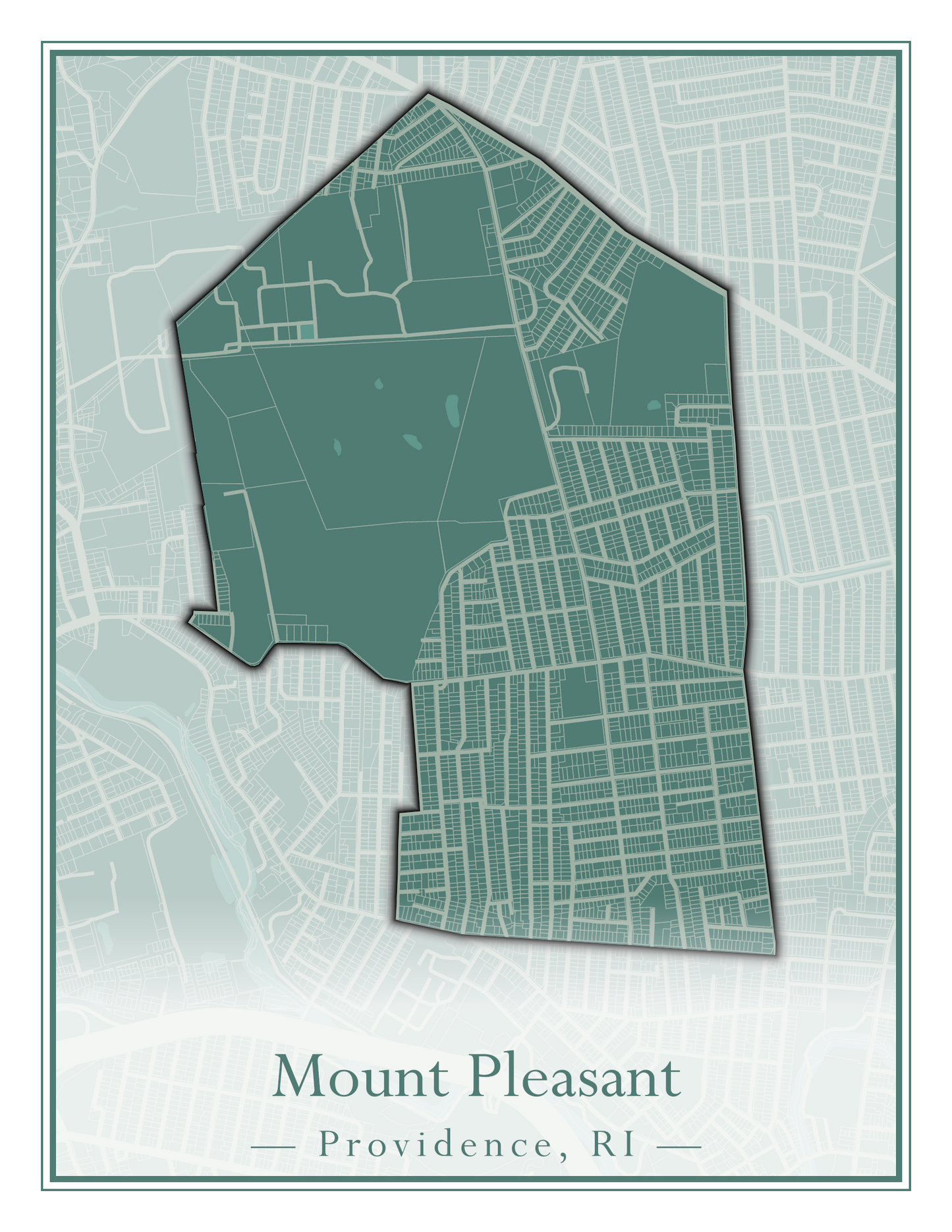 Providence Neighborhoods - Street Map (Mount Hope - Reservoir)