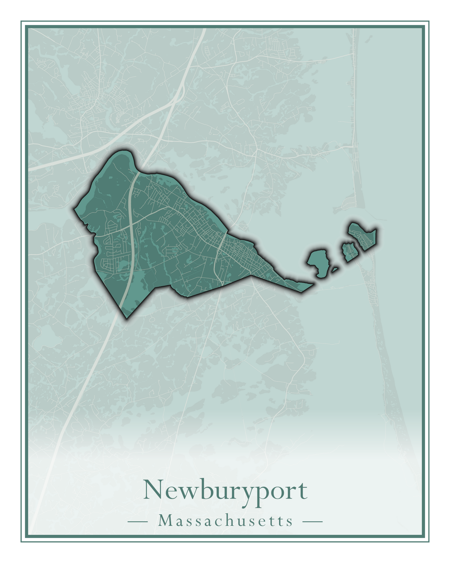 Massachusetts Towns - Street Map (Newbury - Norfolk)