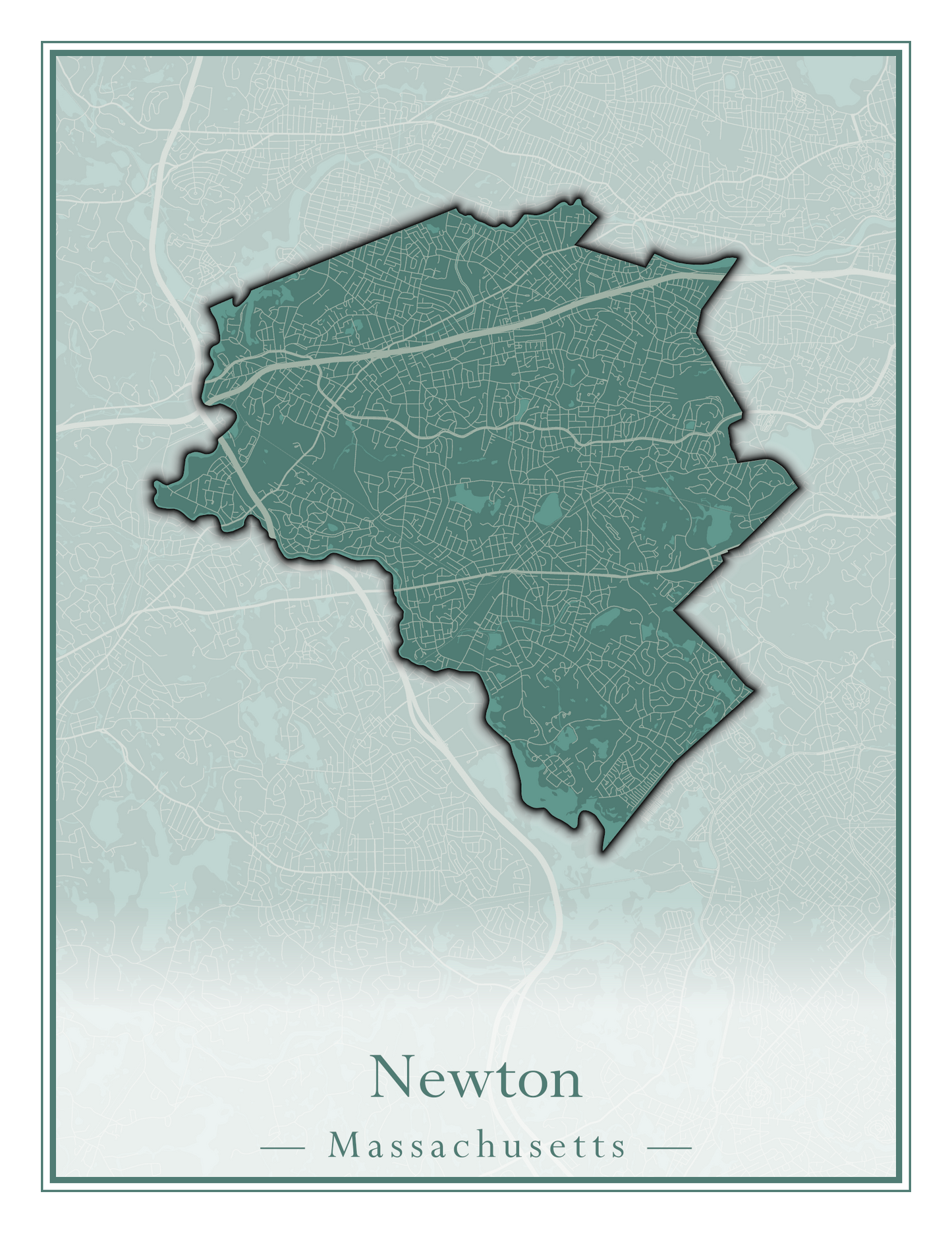 Massachusetts Towns - Street Map (Newbury - Norfolk)