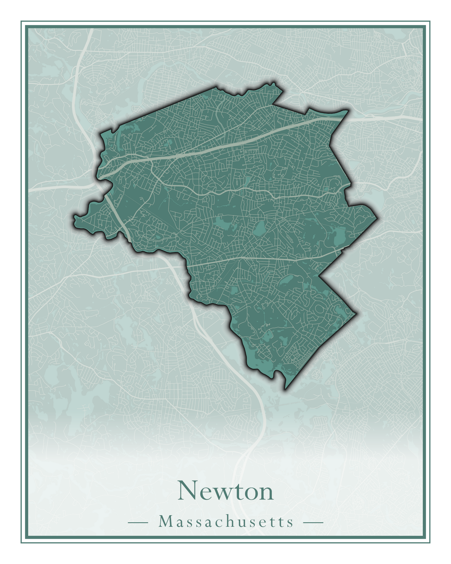 Massachusetts Towns - Street Map (Newbury - Norfolk)