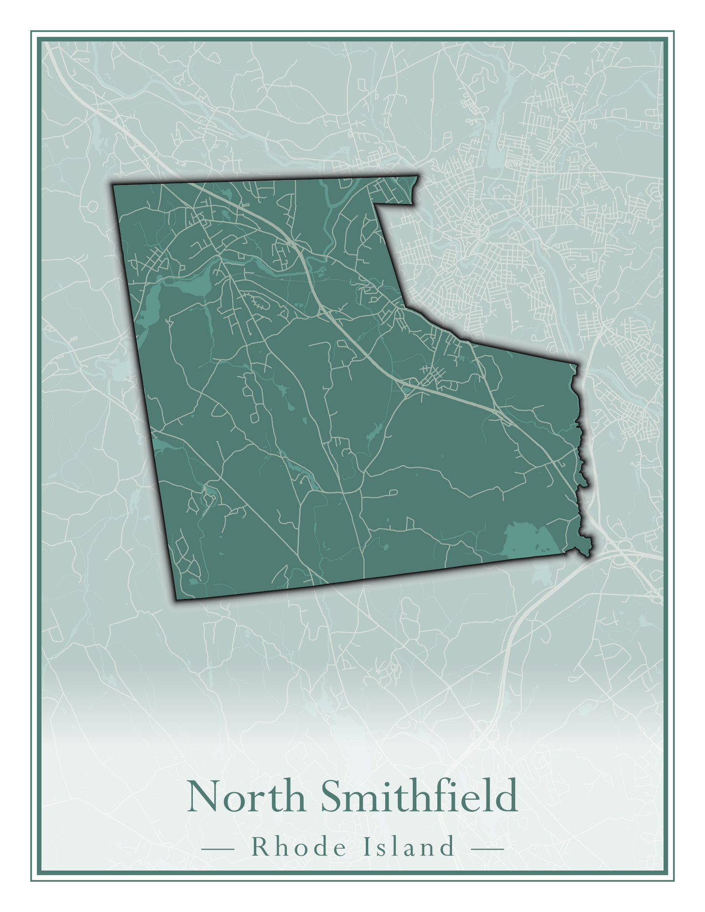 Rhode Island Towns - Street Map (North Smithfield - Providence)