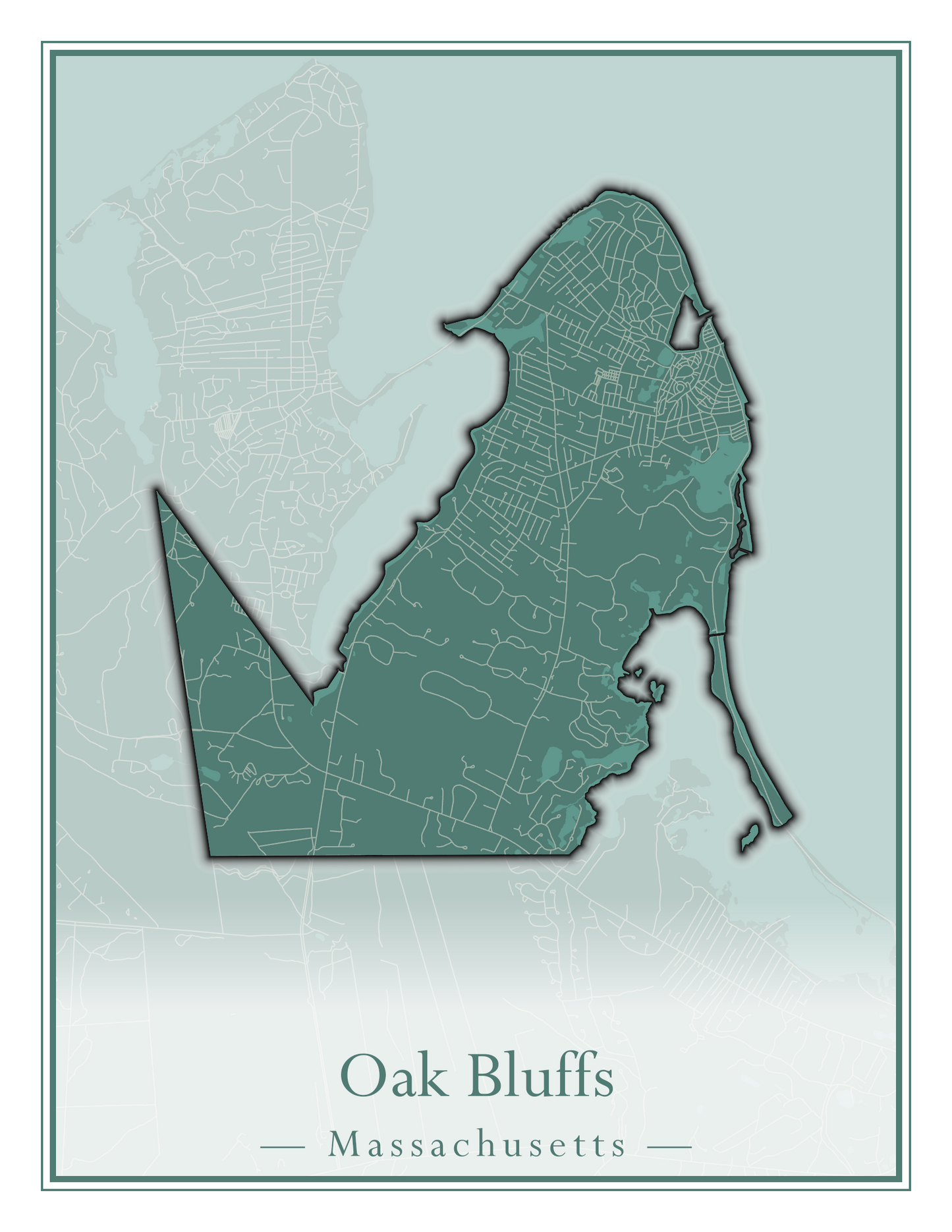 Massachusetts Towns - Street Map (Oak Bluffs - Orleans)