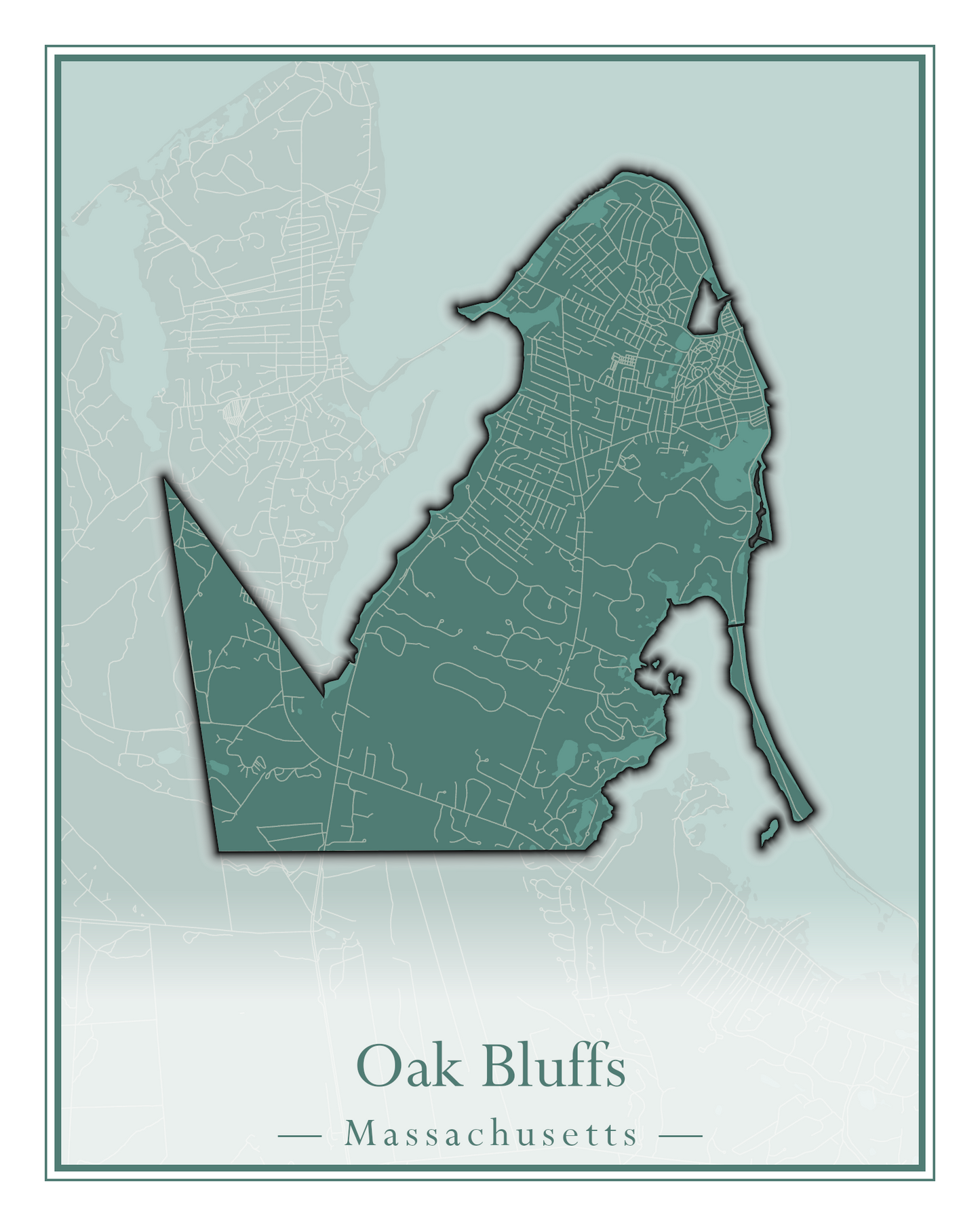 Massachusetts Towns - Street Map (Oak Bluffs - Orleans)