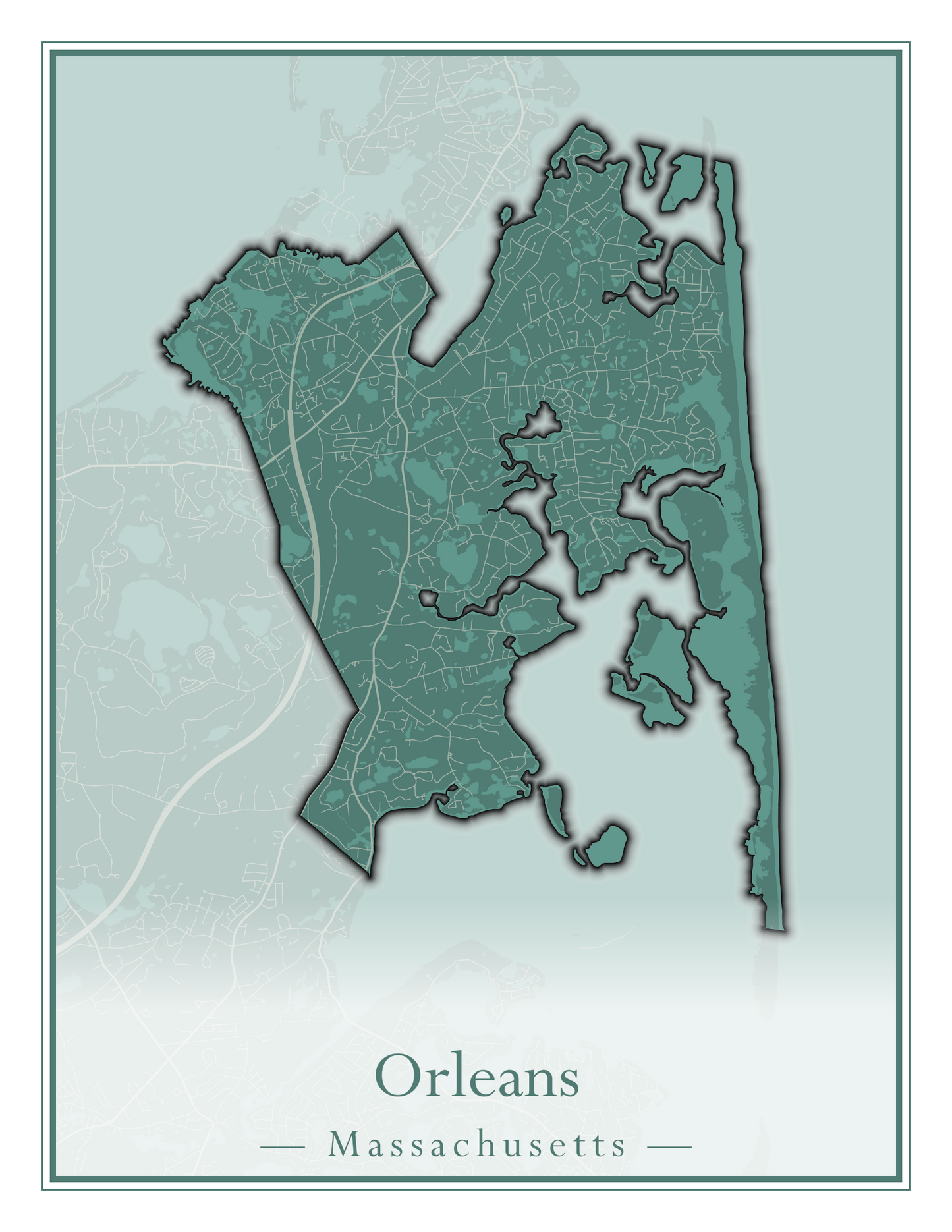 Massachusetts Towns - Street Map (Oak Bluffs - Orleans)