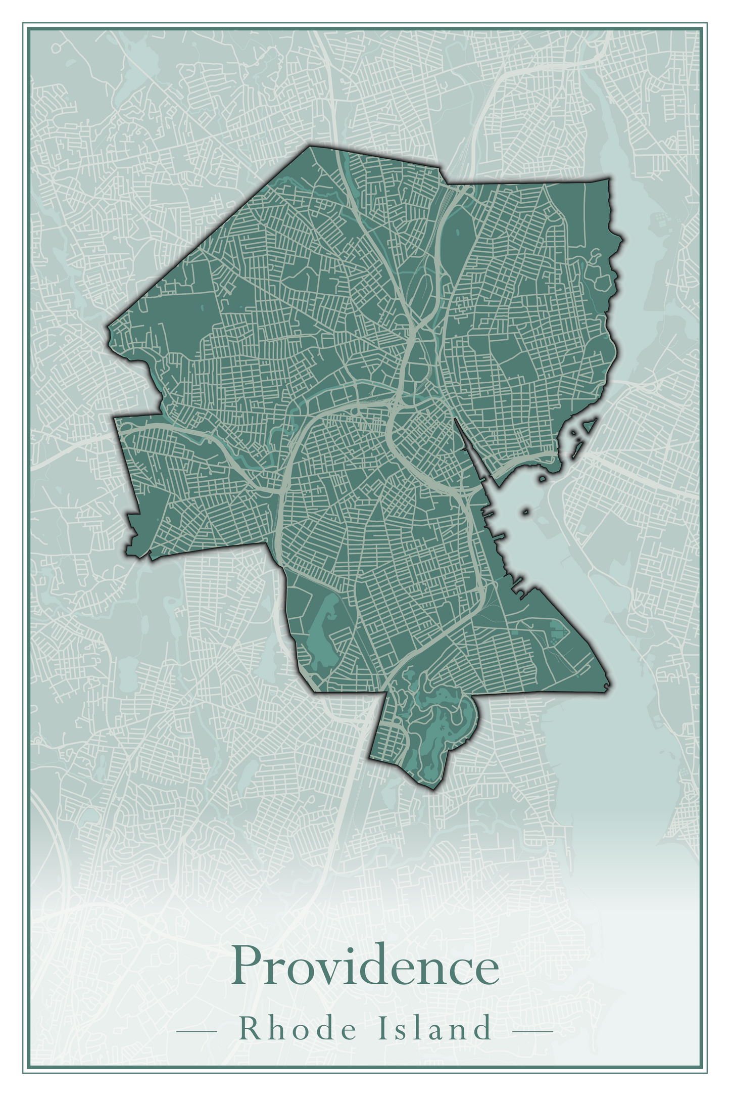 Rhode Island Towns - Street Map (North Smithfield - Providence)