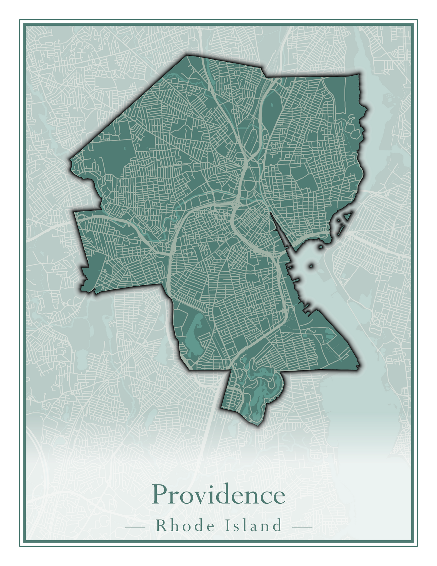 Rhode Island Towns - Street Map (North Smithfield - Providence)