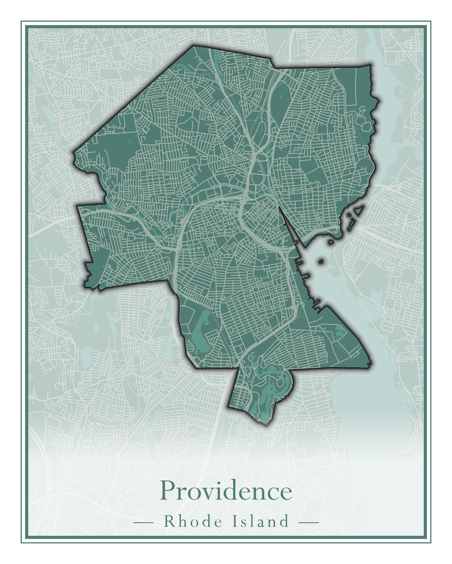 Rhode Island Towns - Street Map (North Smithfield - Providence)