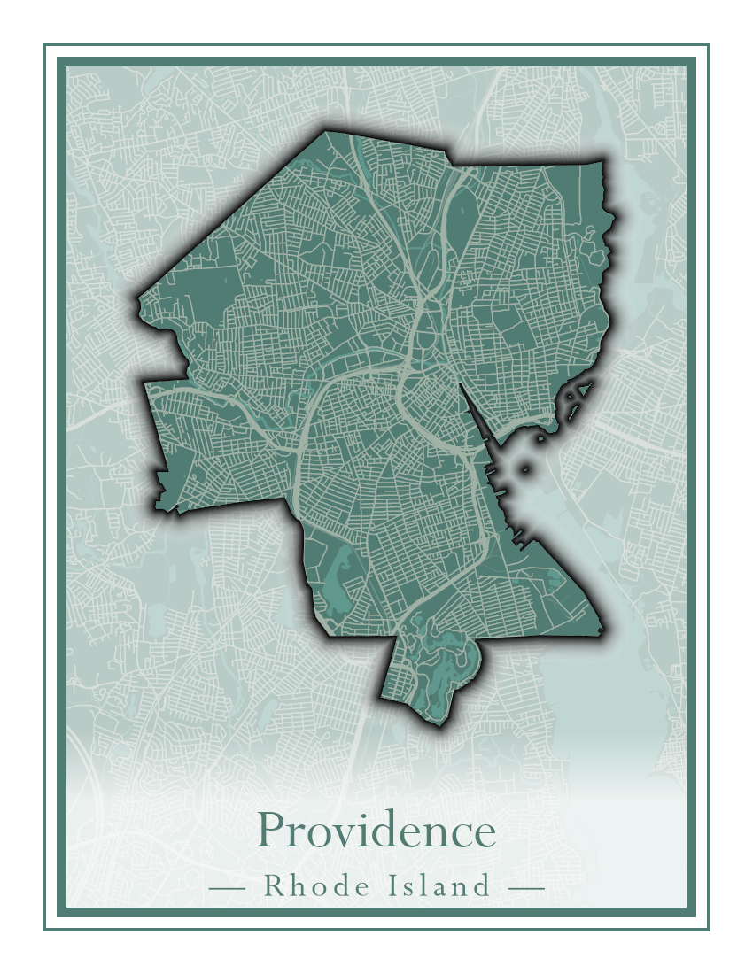 Rhode Island Towns - Street Map (North Smithfield - Providence)