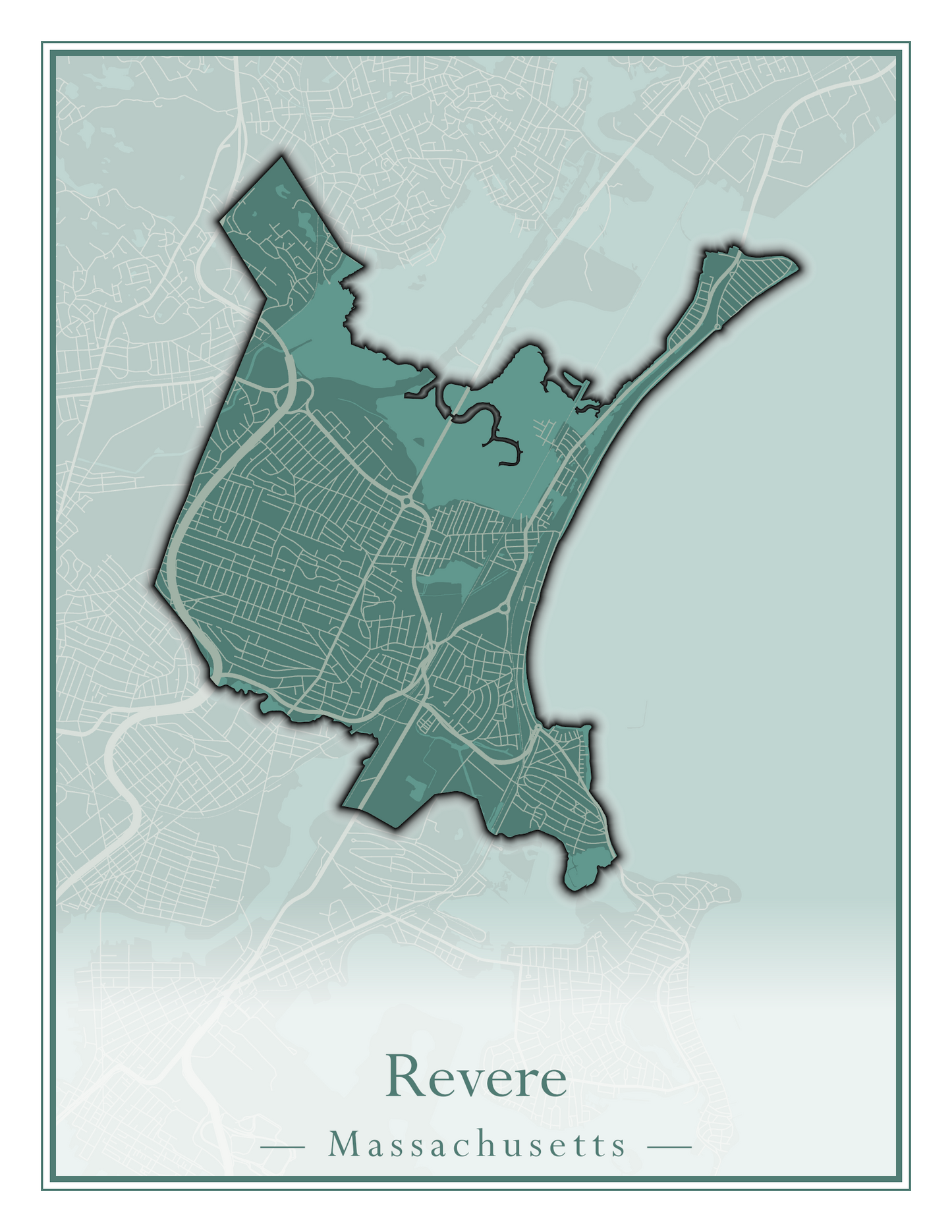 Massachusetts Towns - Street Map (Raynham - Revere)