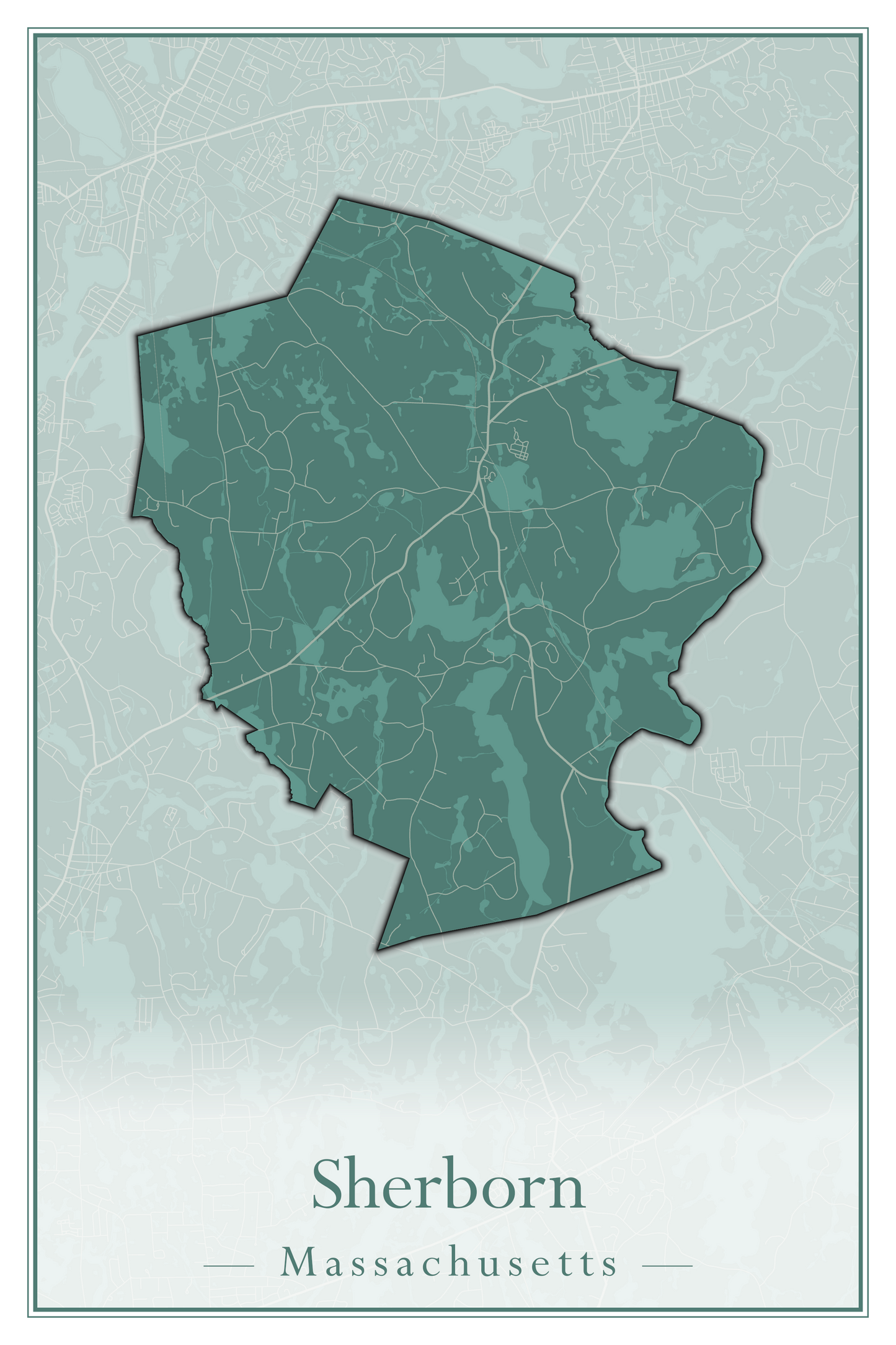 Massachusetts Towns - Street Map (Sherborn - Shutesbury)