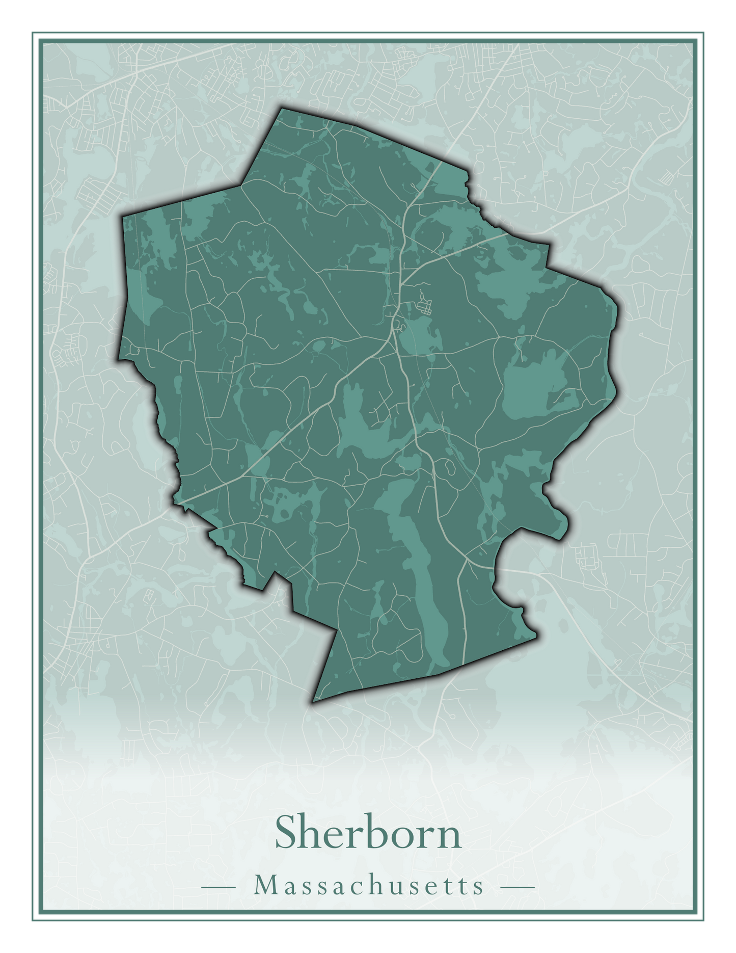 Massachusetts Towns - Street Map (Sherborn - Shutesbury)