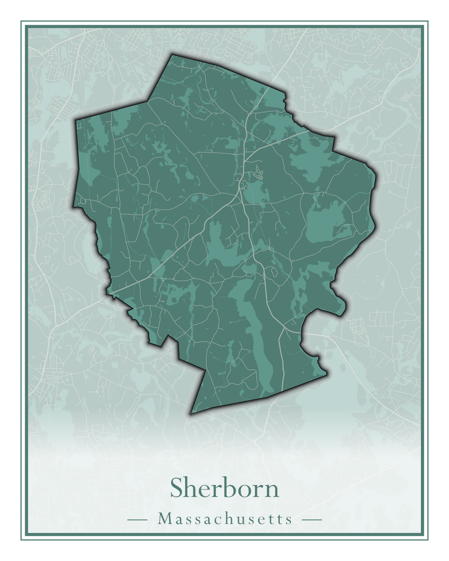 Massachusetts Towns - Street Map (Sherborn - Shutesbury)