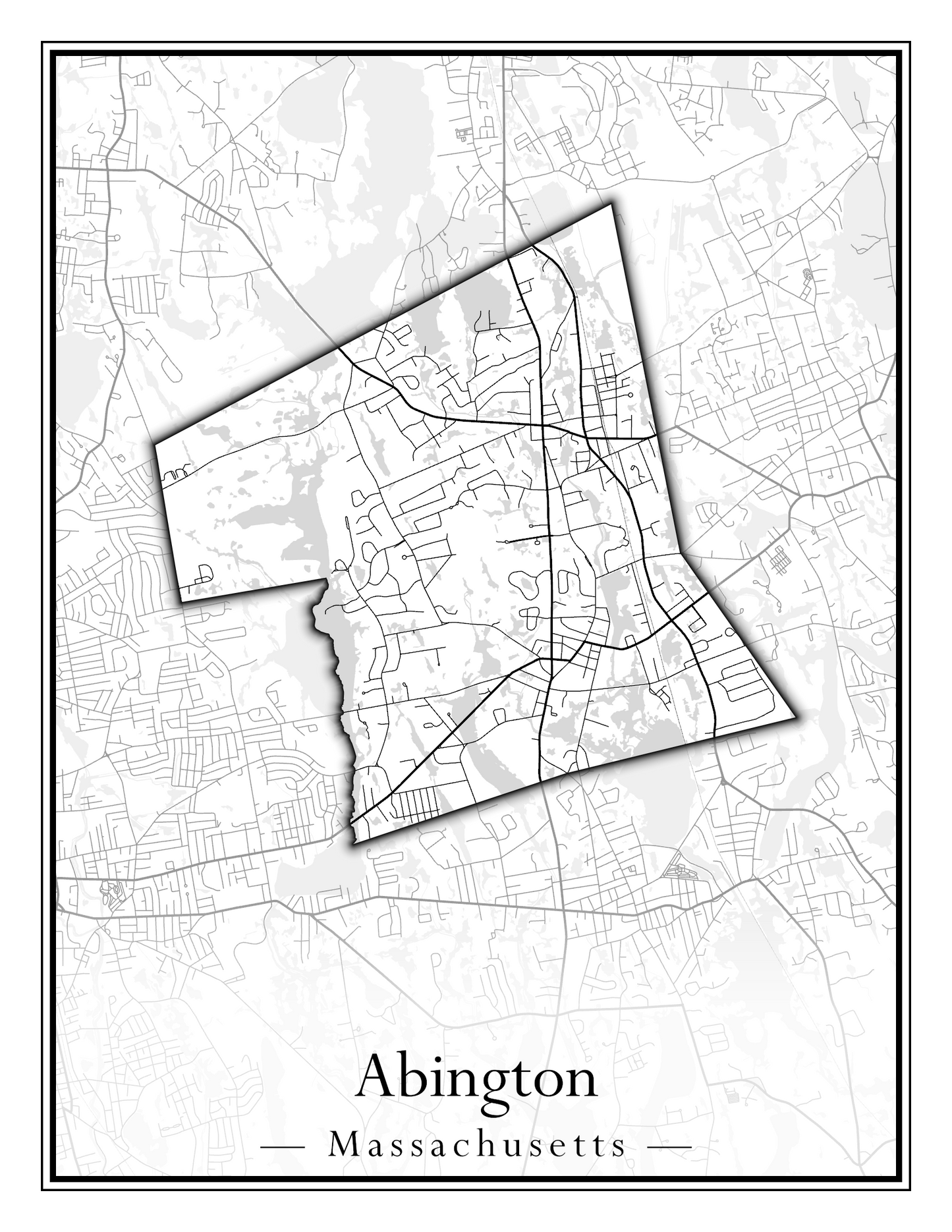 Massachusetts Towns - Street Map (Abington - Adams)