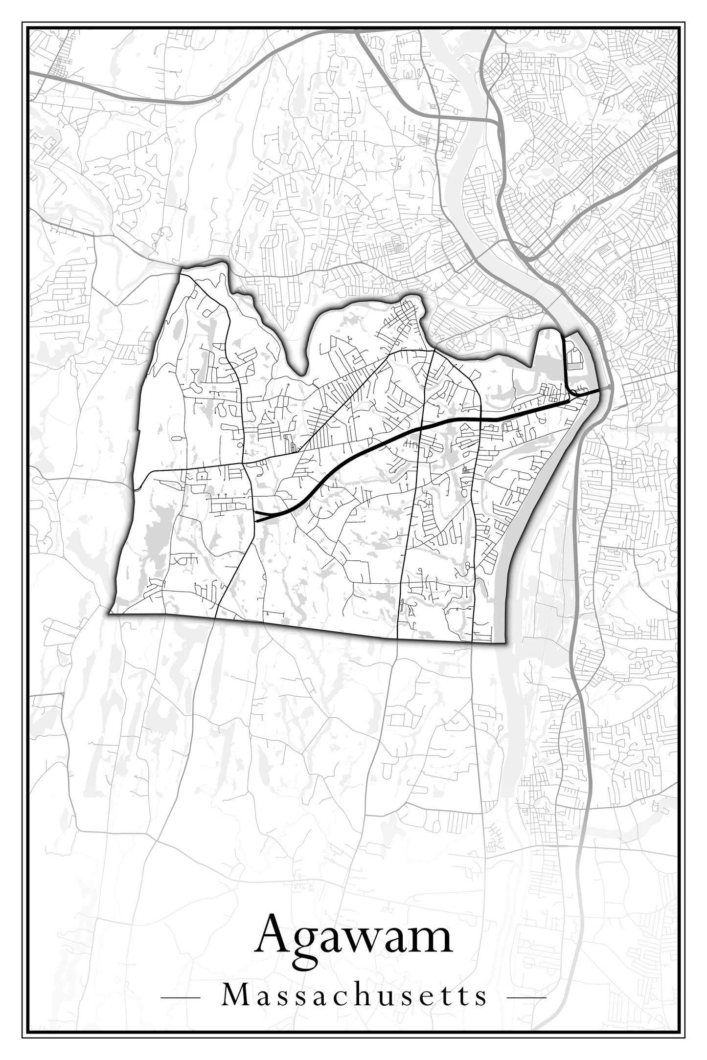 Massachusetts Towns - Street Map (Agawam - Amherst)