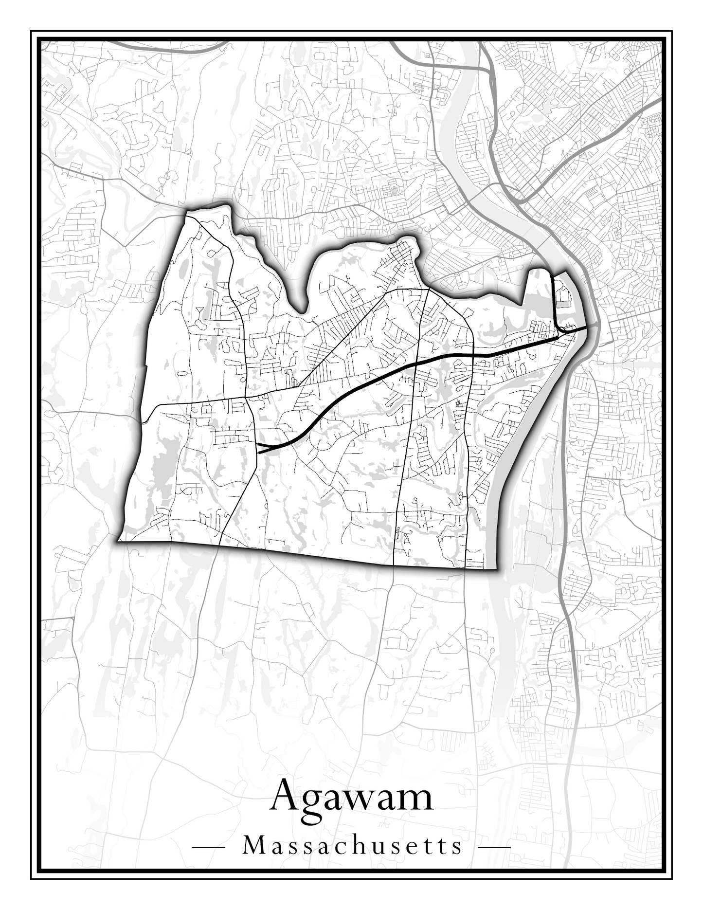 Massachusetts Towns - Street Map (Agawam - Amherst)