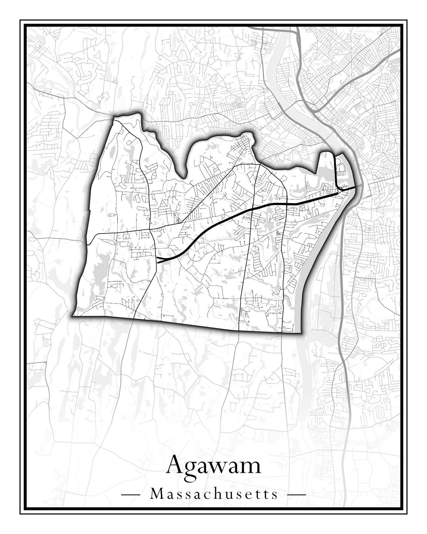 Massachusetts Towns - Street Map (Agawam - Amherst)