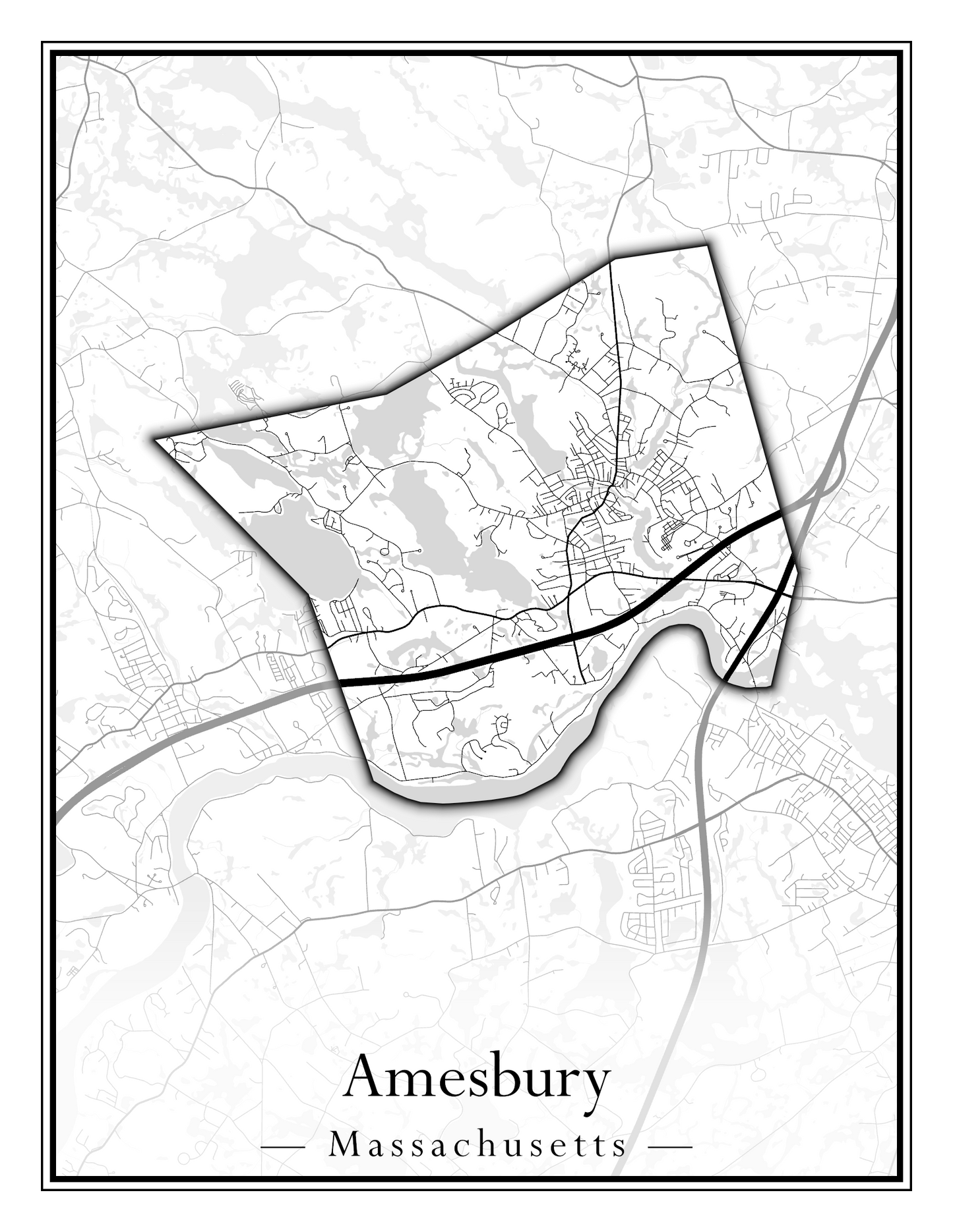 Massachusetts Towns - Street Map (Agawam - Amherst)