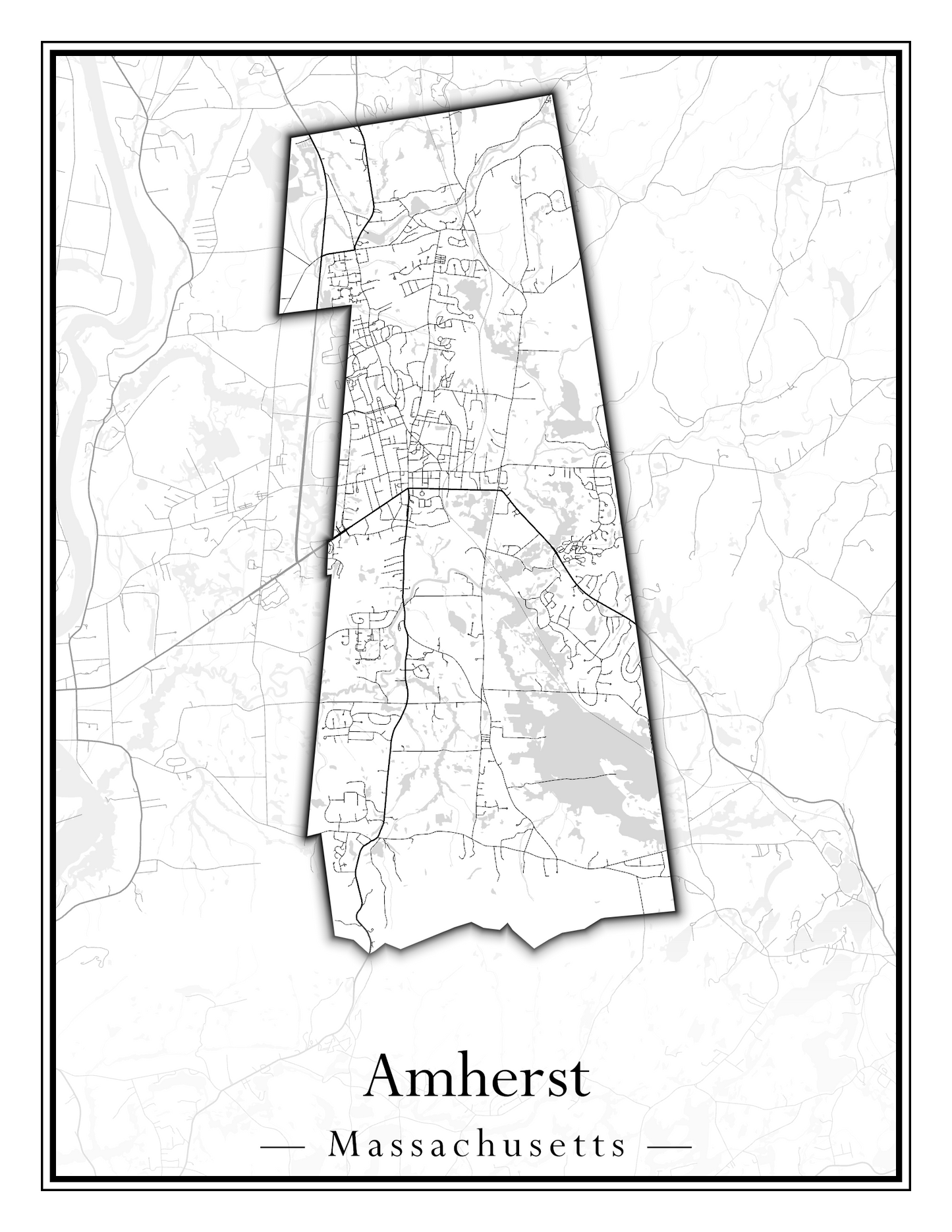 Massachusetts Towns - Street Map (Agawam - Amherst)