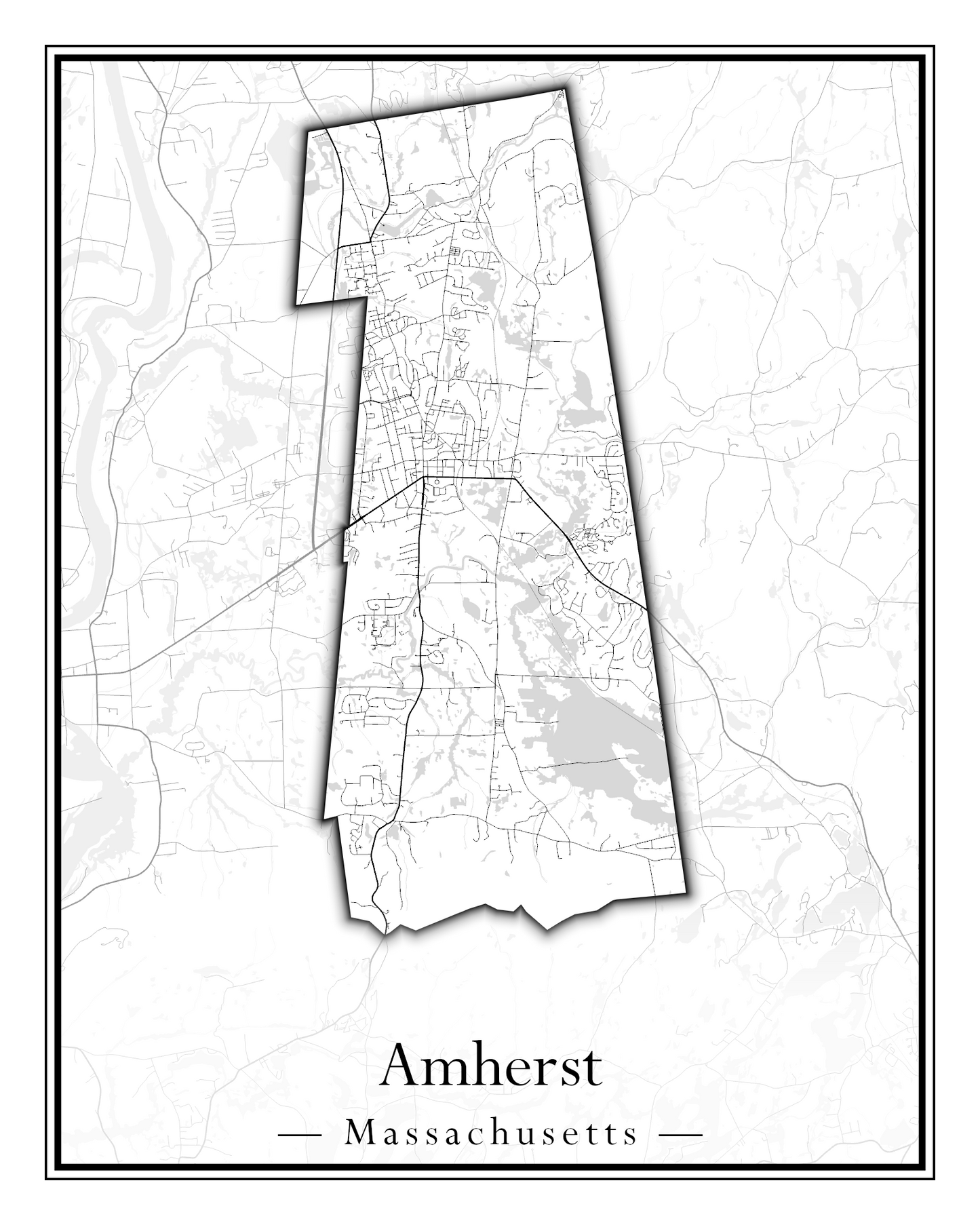 Massachusetts Towns - Street Map (Agawam - Amherst)