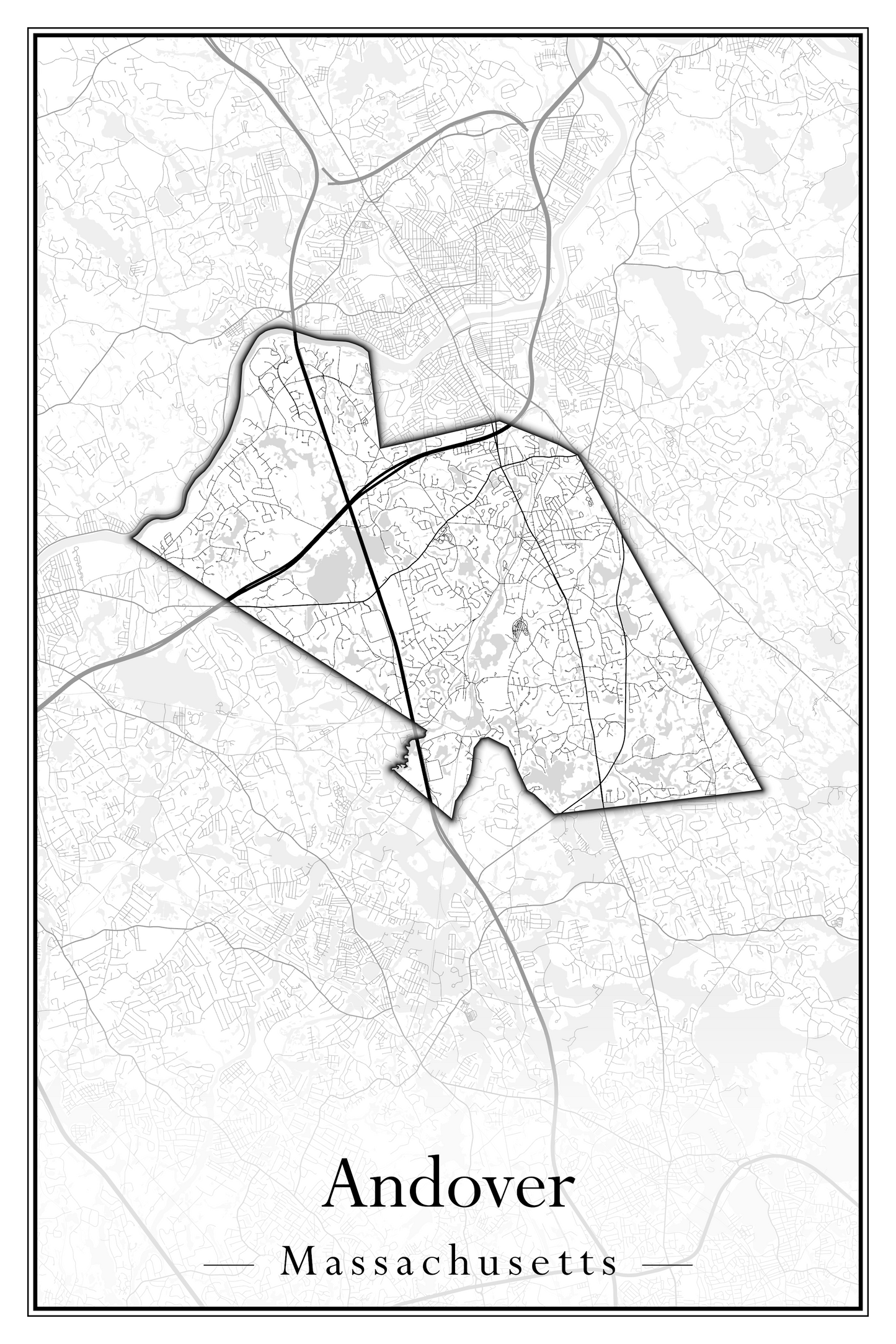 Massachusetts Towns - Street Map (Andover - Ashburnham)