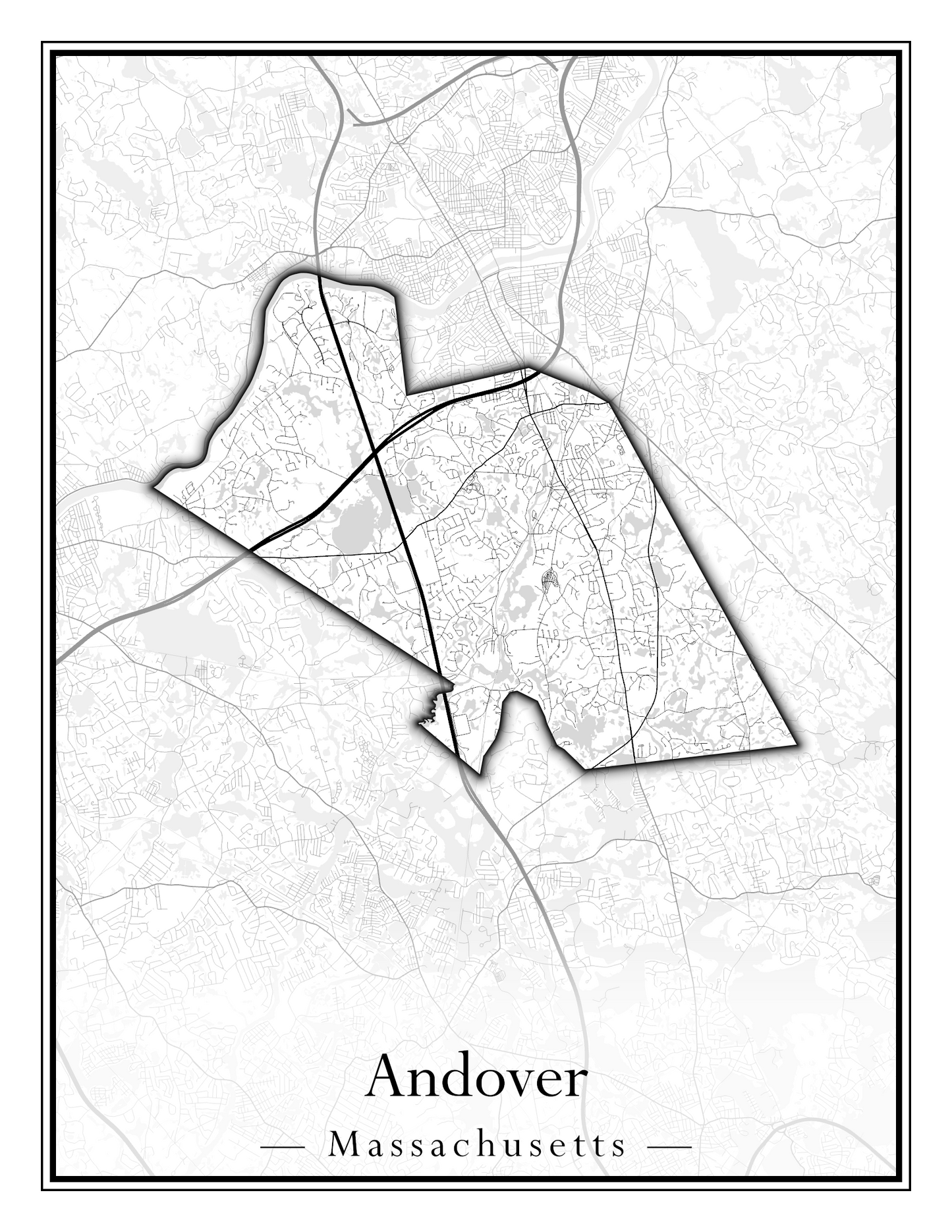 Massachusetts Towns - Street Map (Andover - Ashburnham)