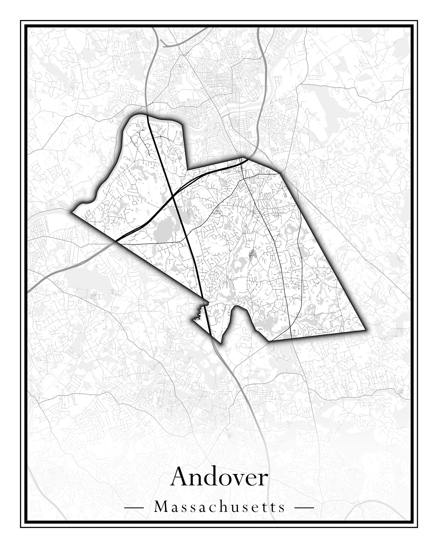 Massachusetts Towns - Street Map (Andover - Ashburnham)