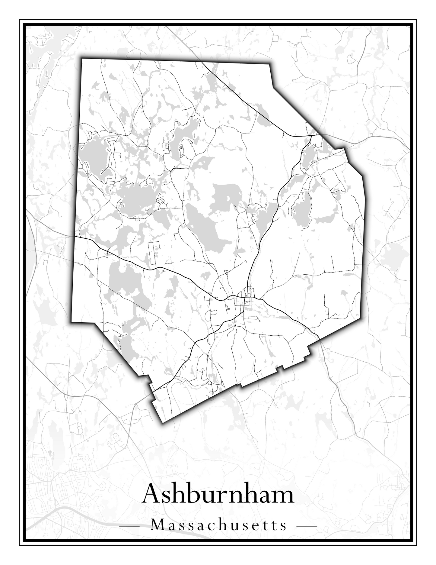 Massachusetts Towns - Street Map (Andover - Ashburnham)