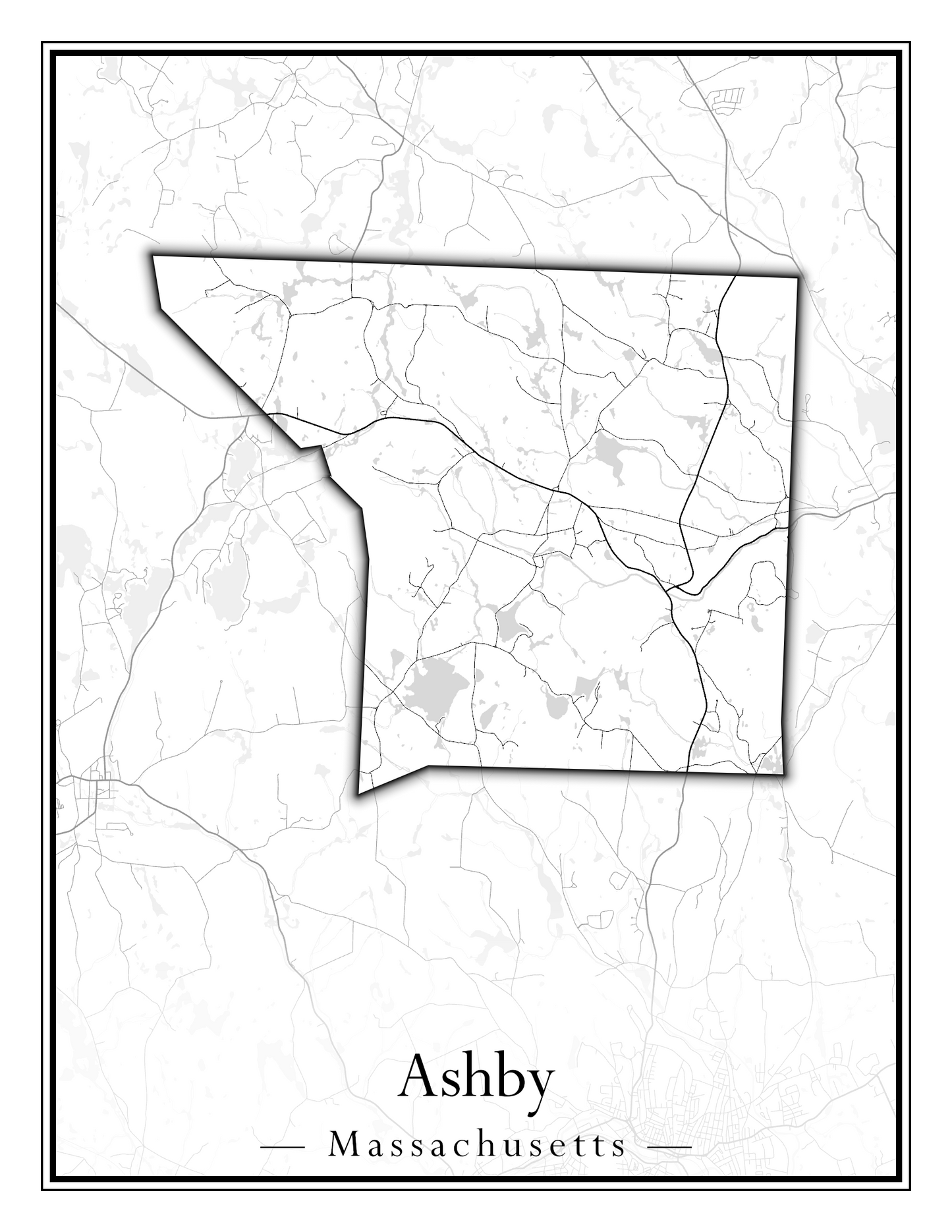 Massachusetts Towns - Street Map (Ashby - Athol)