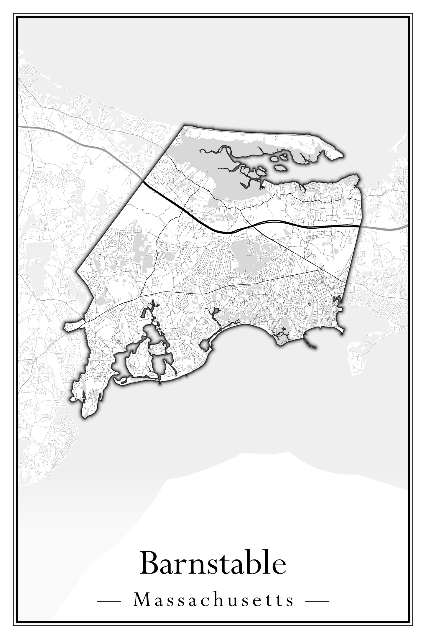 Massachusetts Towns - Street Map (Barnstable - Bedford)