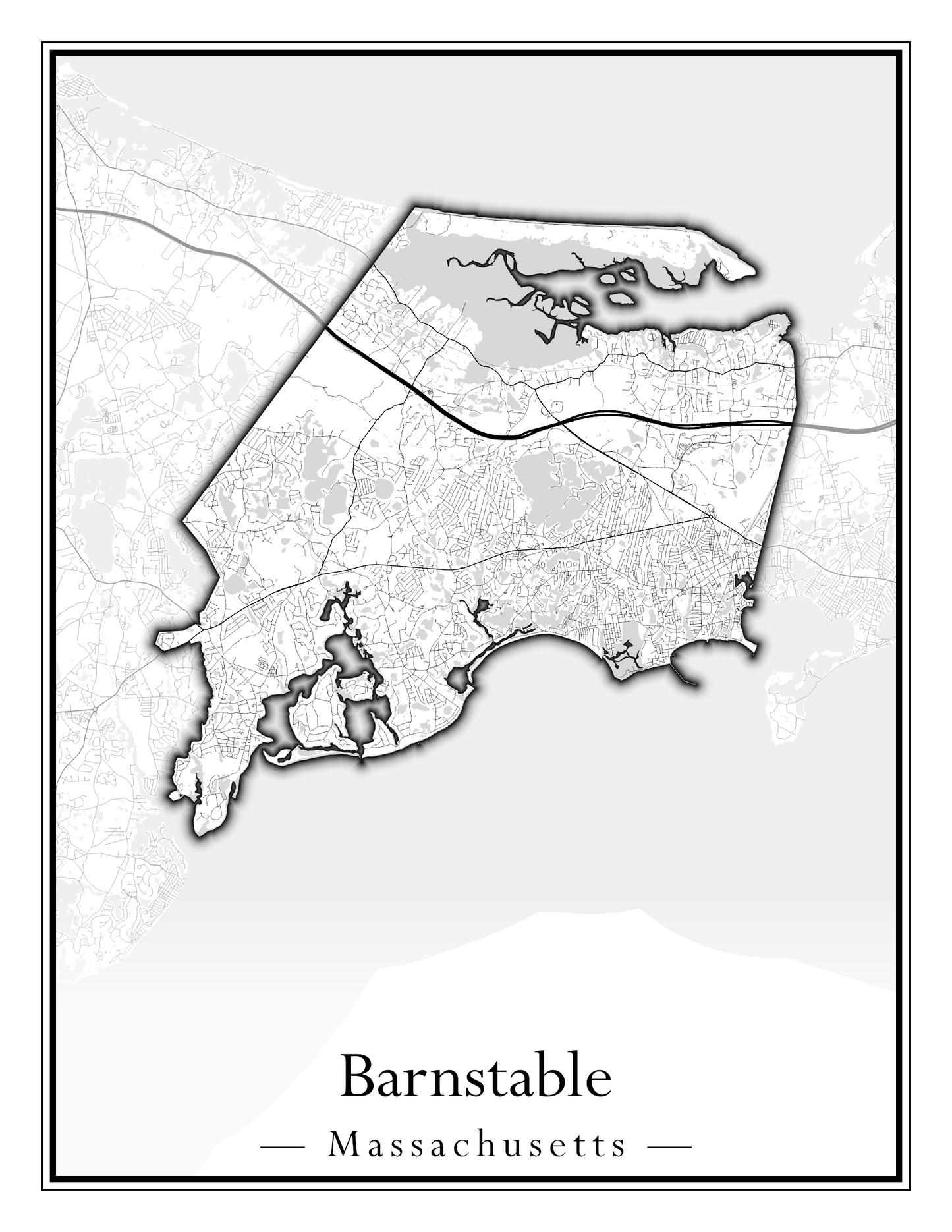 Massachusetts Towns - Street Map (Barnstable - Bedford)