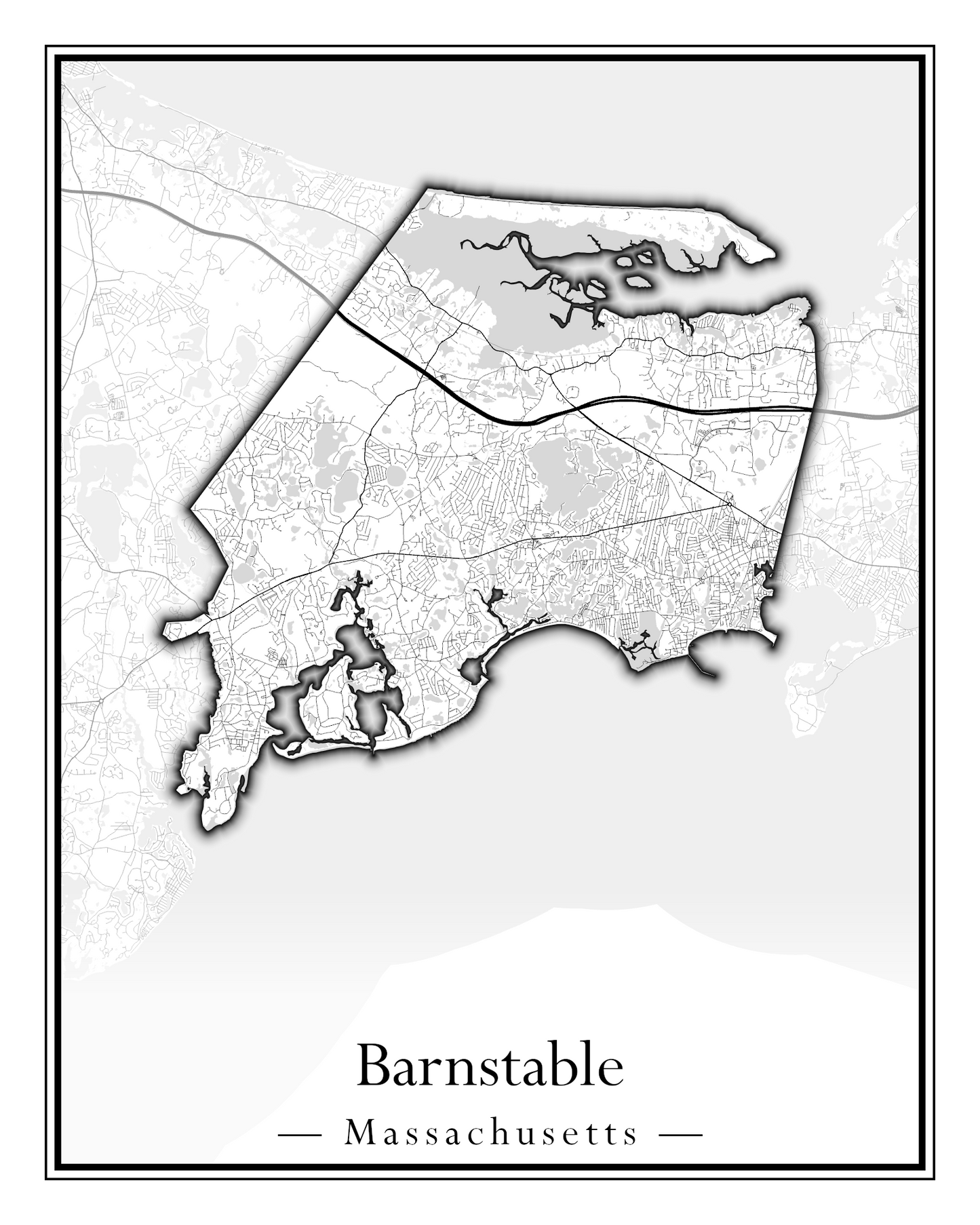 Massachusetts Towns - Street Map (Barnstable - Bedford)