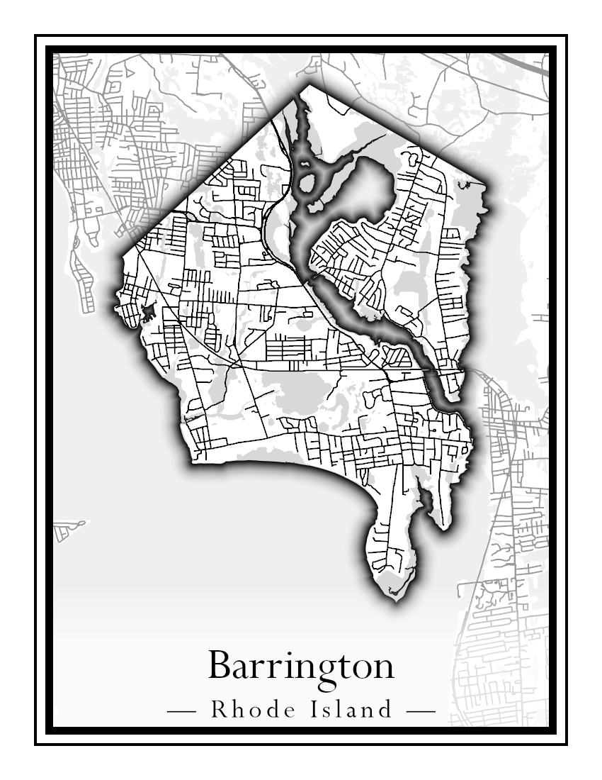 Rhode Island Towns - Street Map (Barrington - Central Falls)