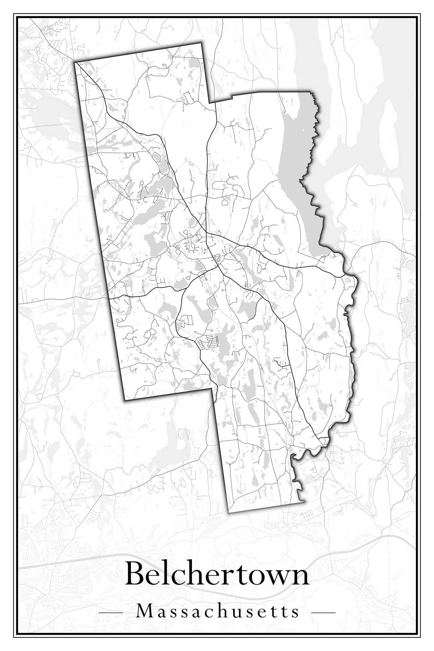 Massachusetts Towns - Street Map (Belchertown - Berkley)