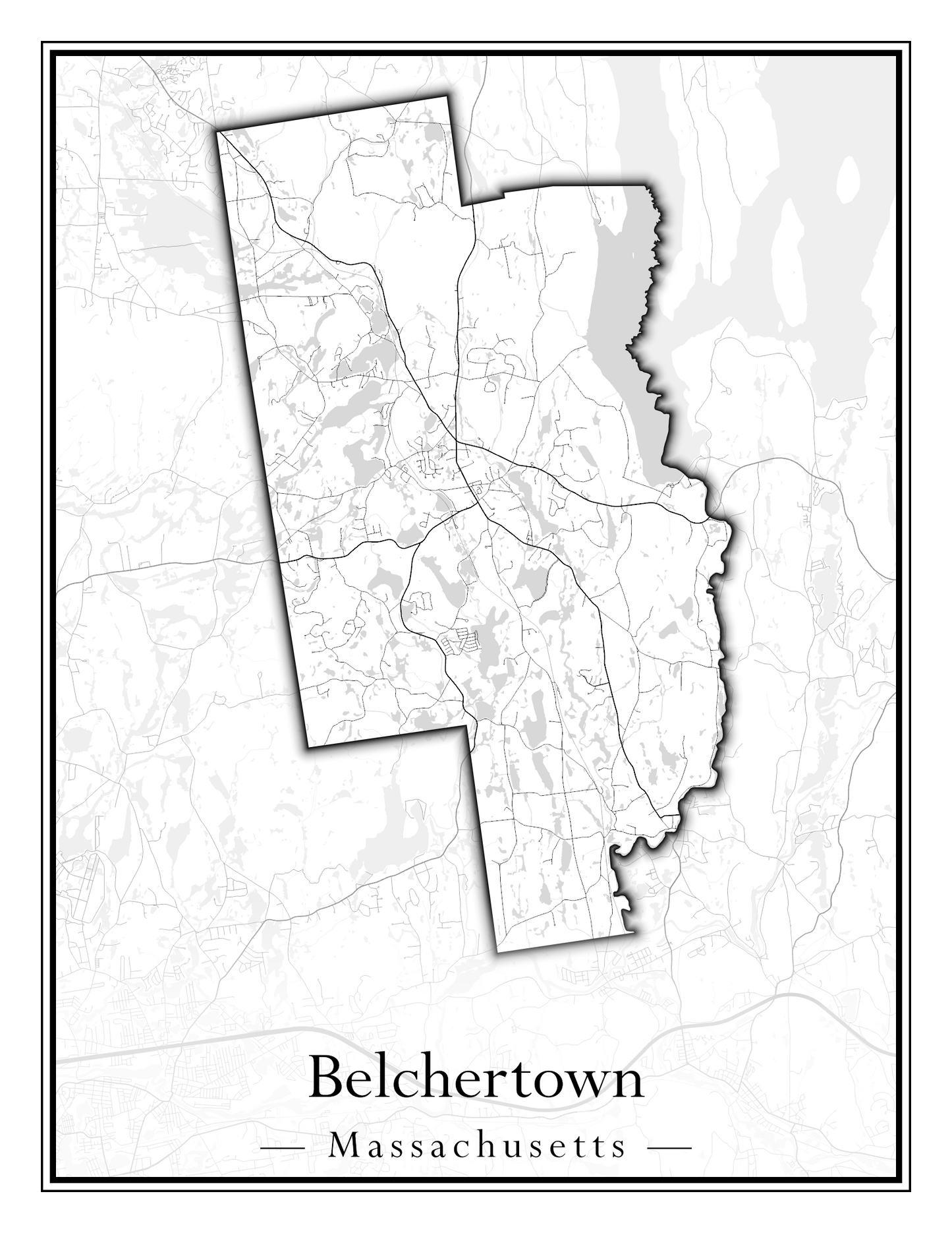 Massachusetts Towns - Street Map (Belchertown - Berkley)