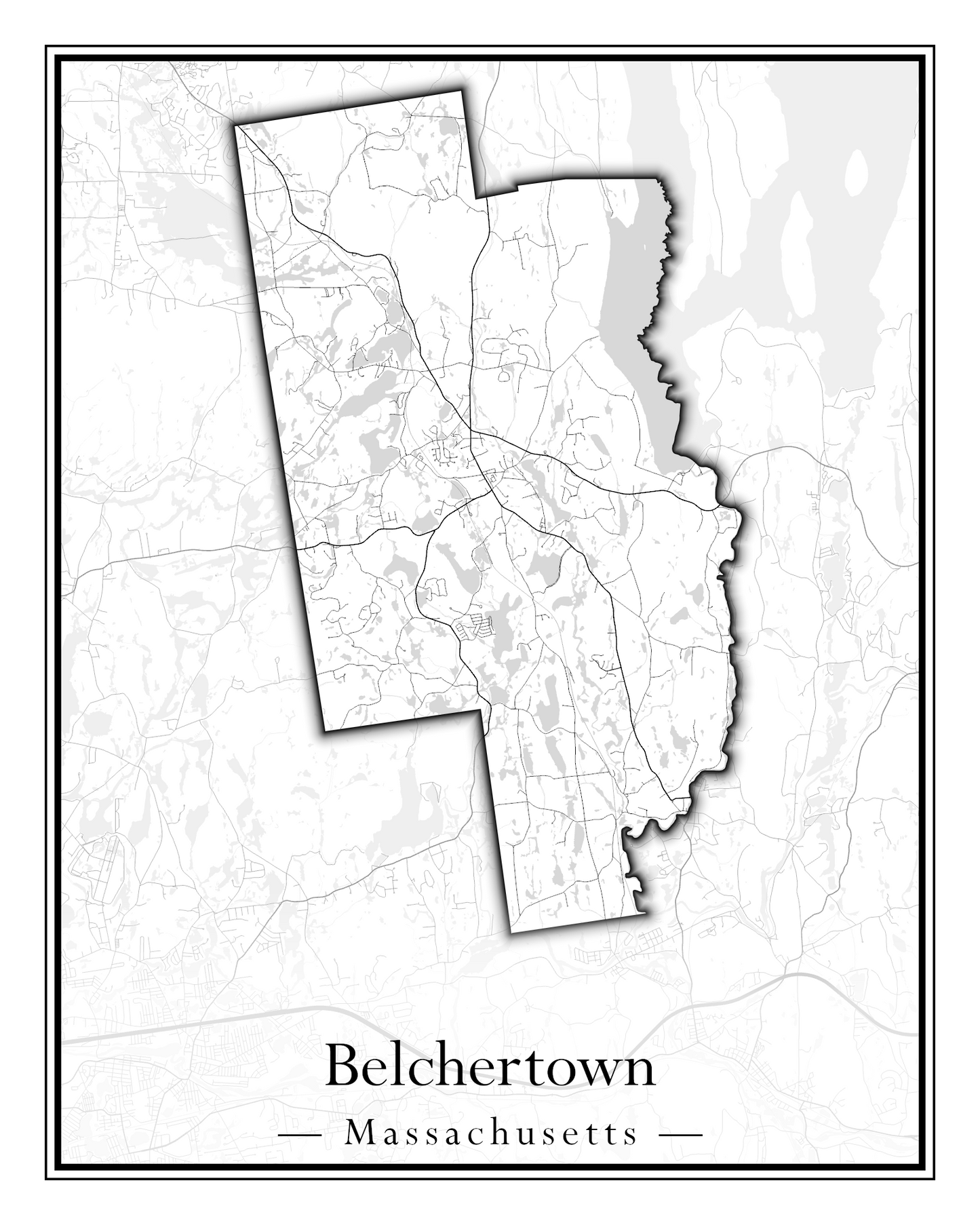 Massachusetts Towns - Street Map (Belchertown - Berkley)