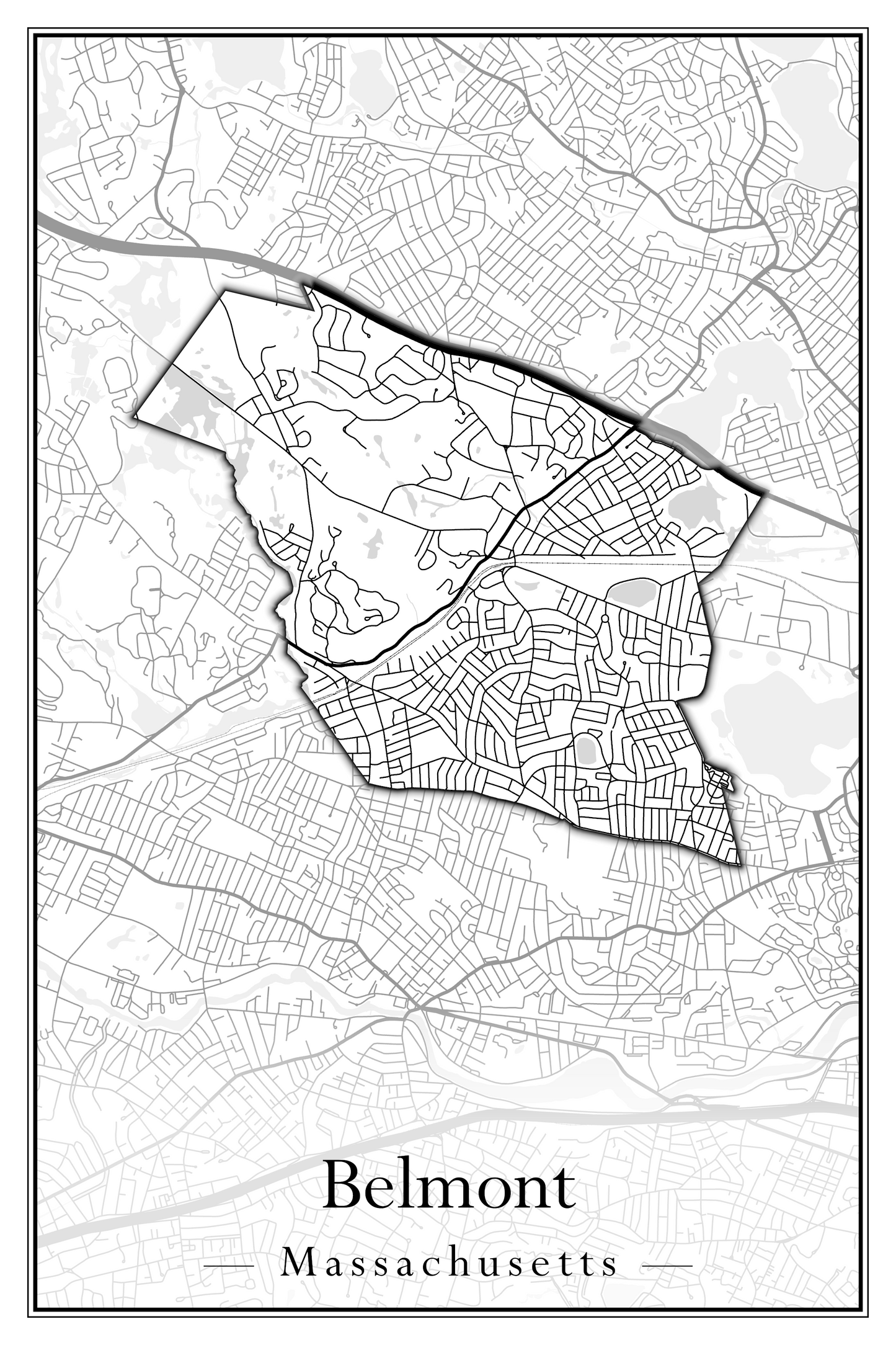 Massachusetts Towns - Street Map (Belchertown - Berkley)