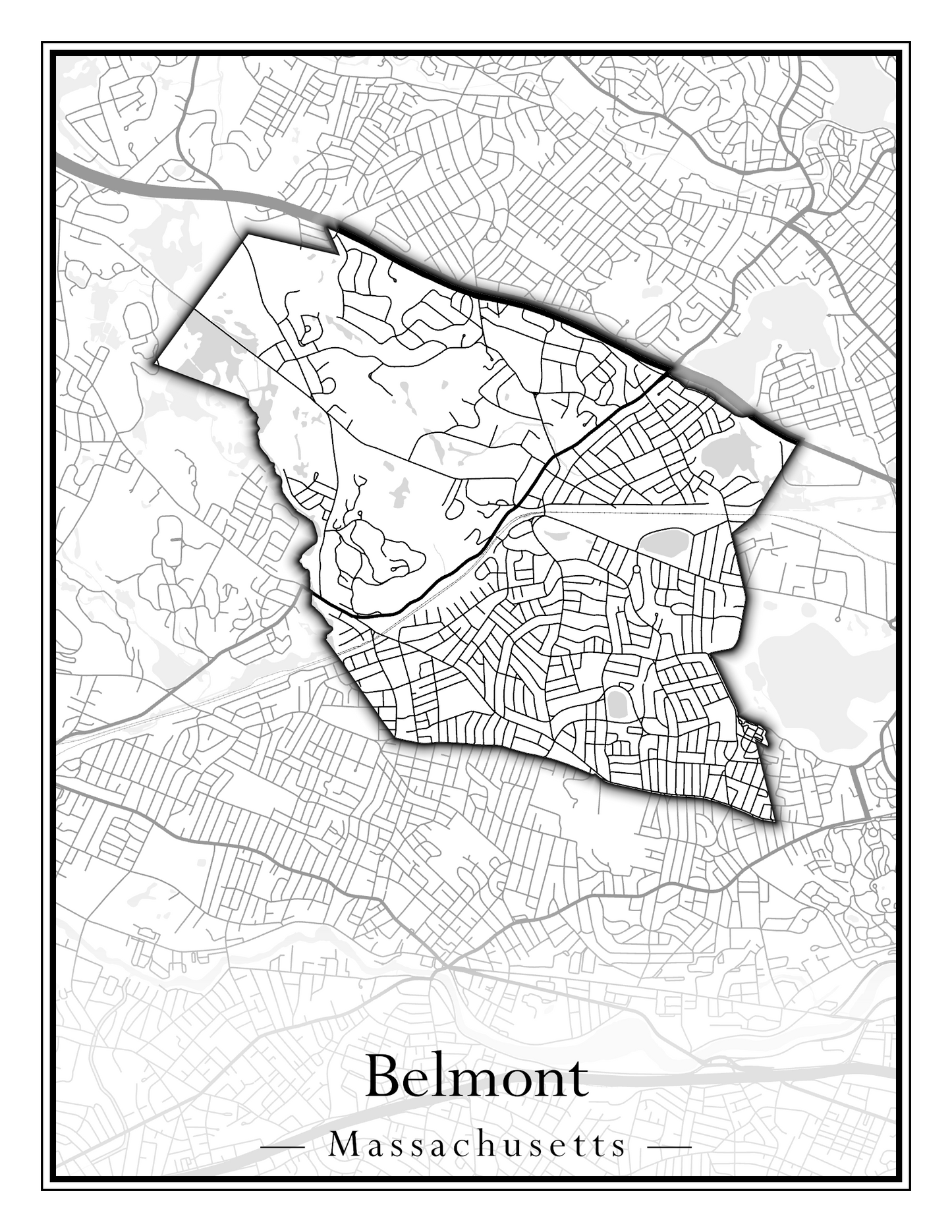 Massachusetts Towns - Street Map (Belchertown - Berkley)