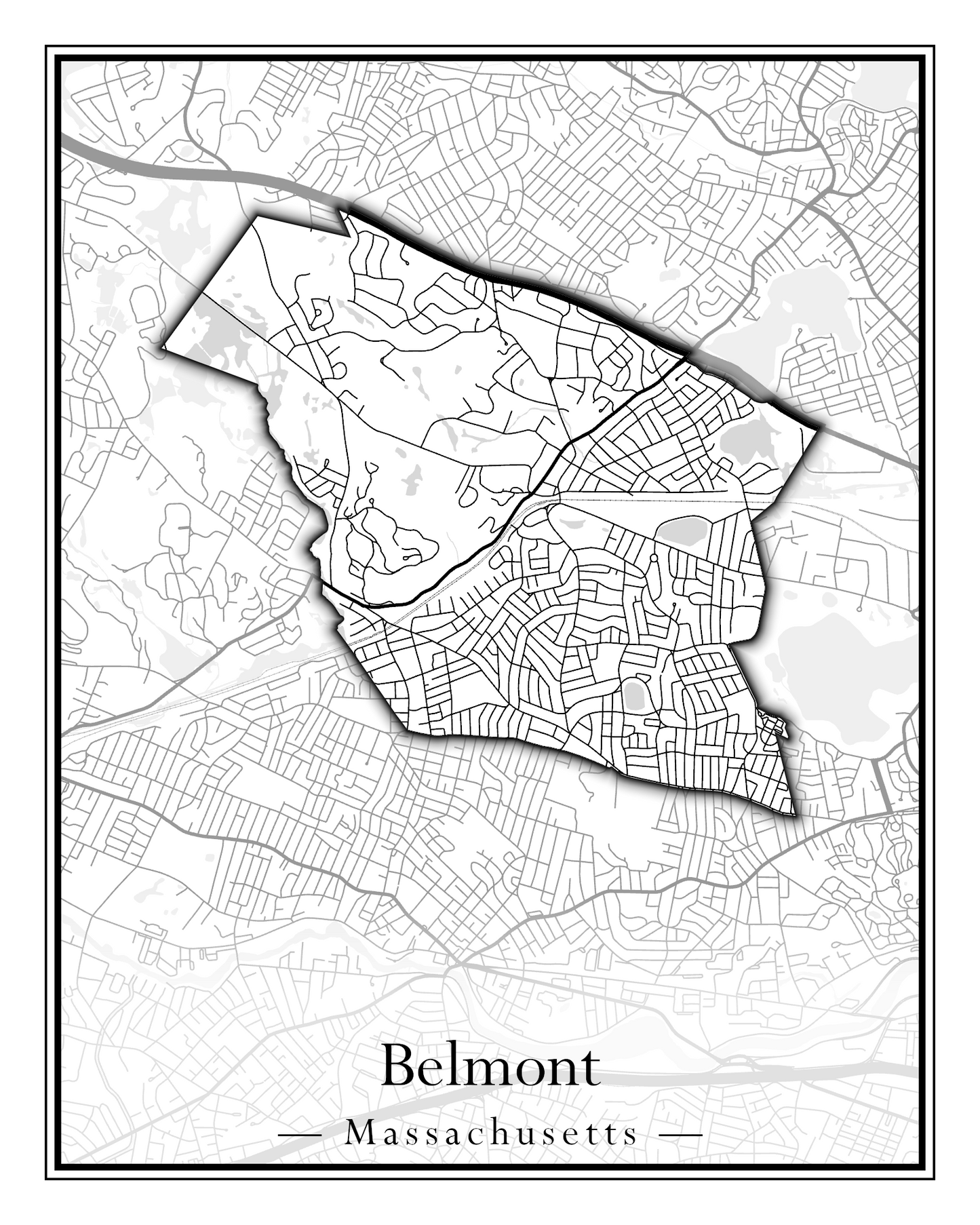 Massachusetts Towns - Street Map (Belchertown - Berkley)