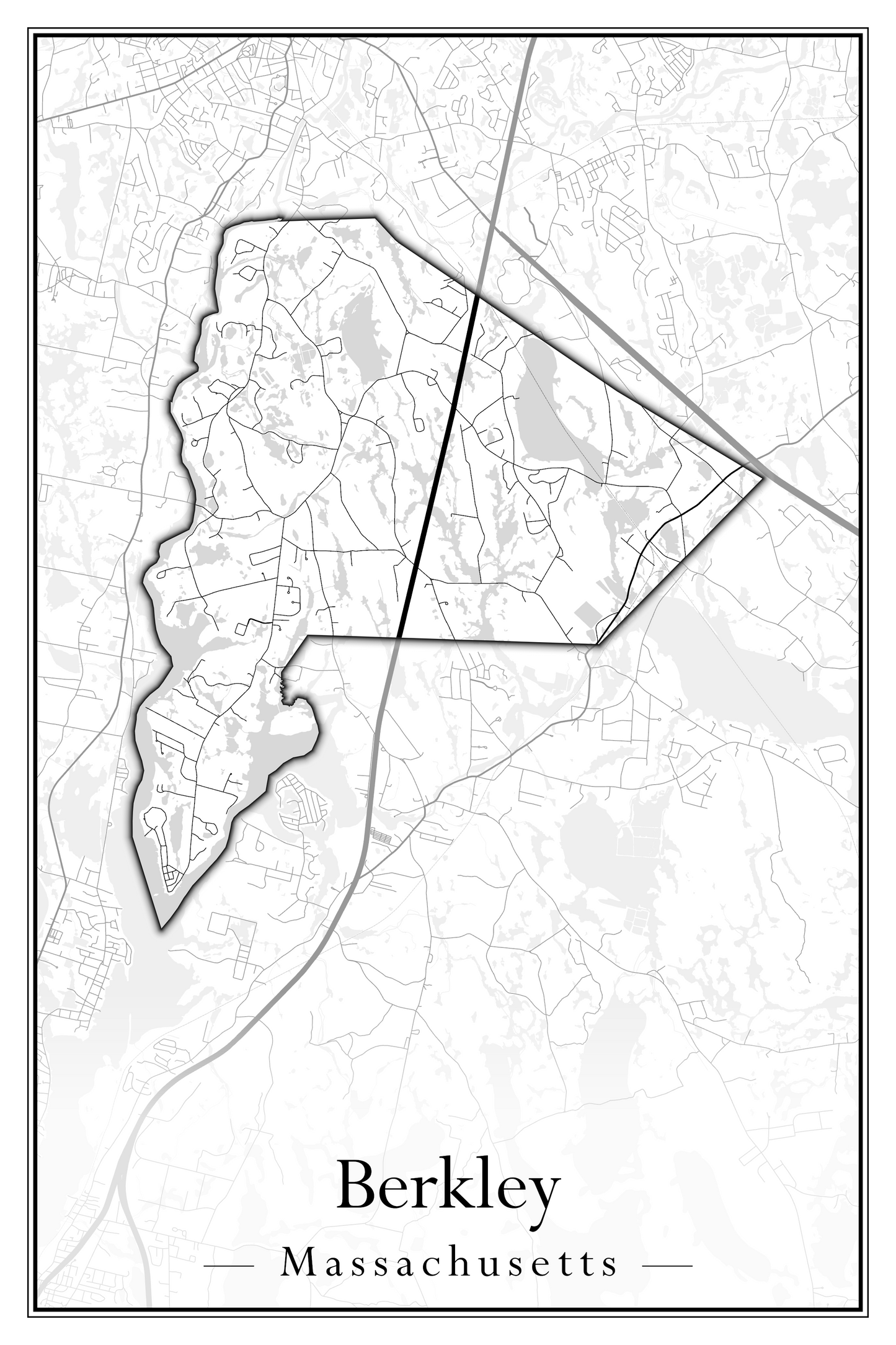 Massachusetts Towns - Street Map (Belchertown - Berkley)