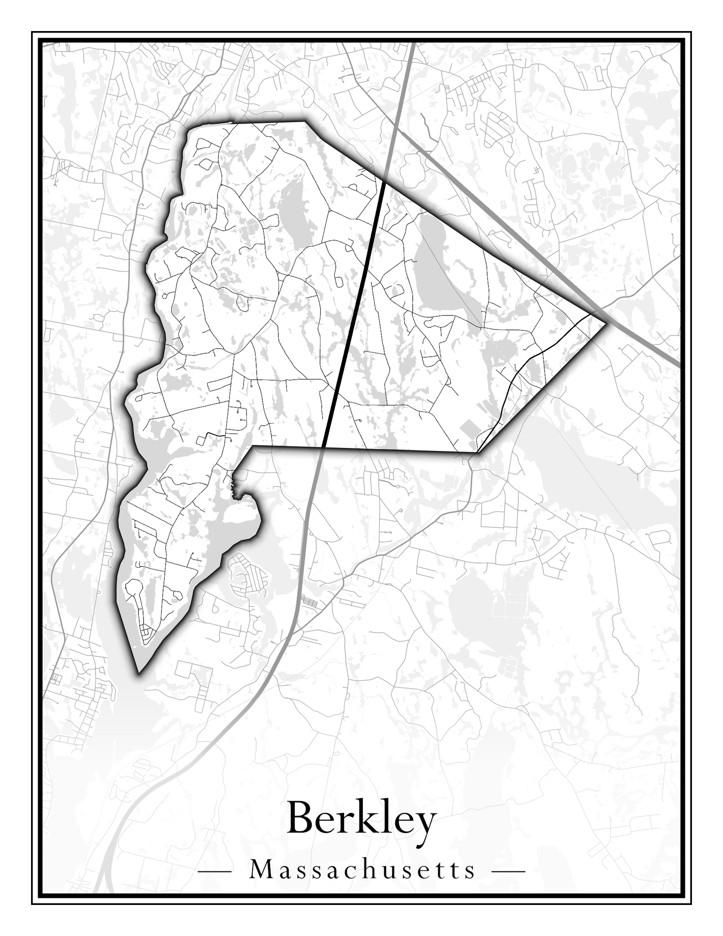 Massachusetts Towns - Street Map (Belchertown - Berkley)