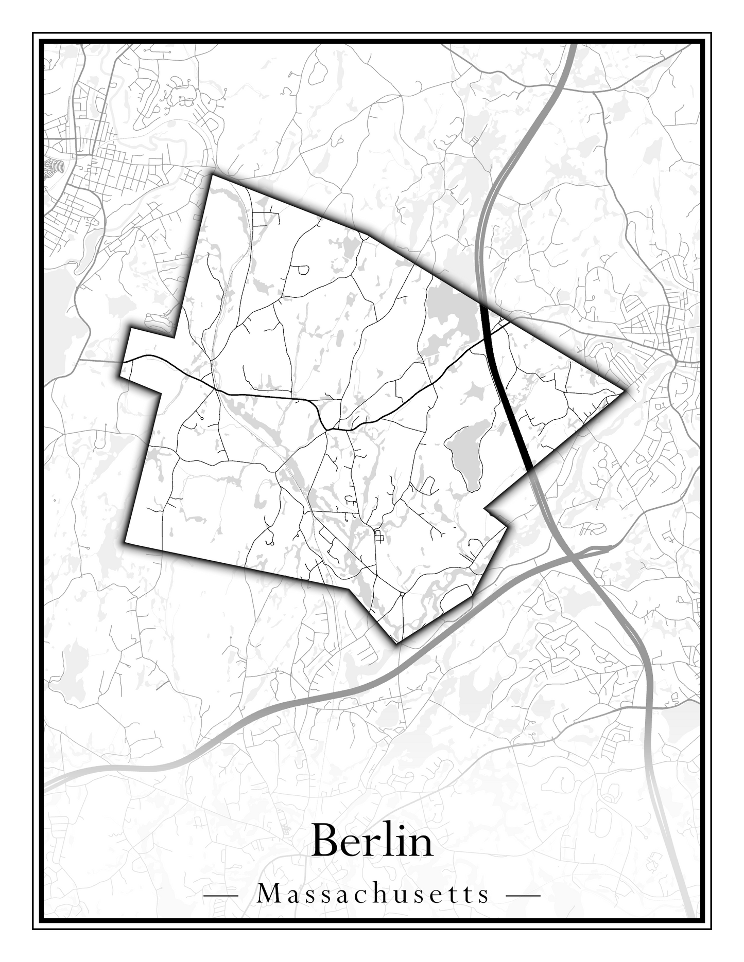 Massachusetts Towns - Street Map (Berlin - Billerica)