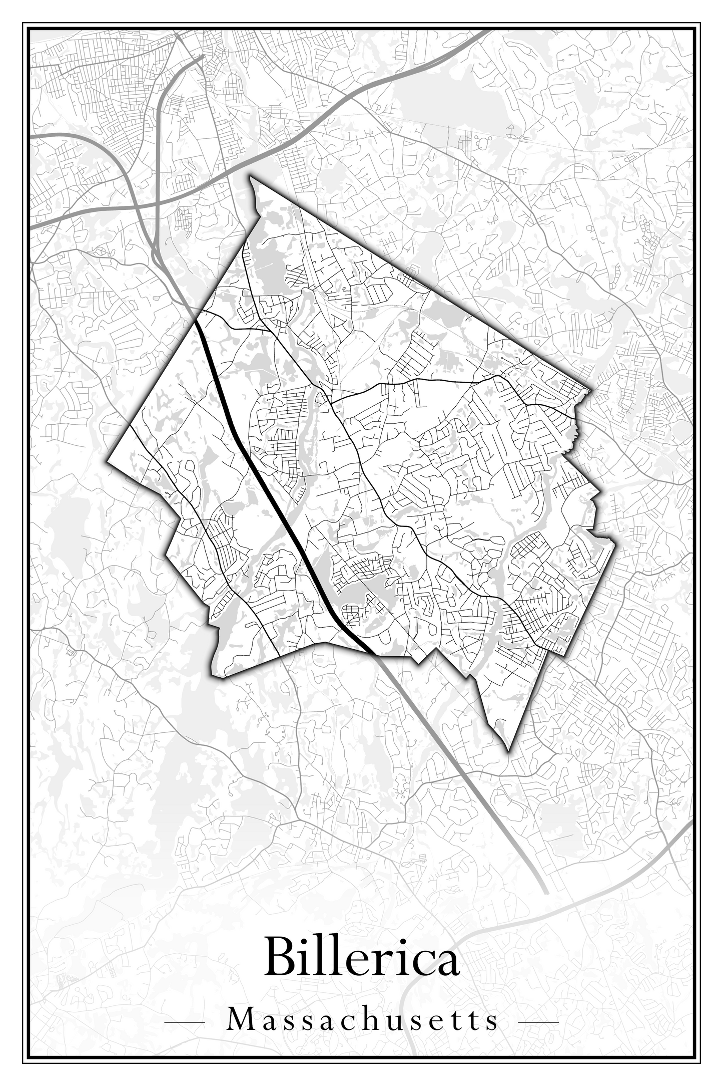 Massachusetts Towns - Street Map (Berlin - Billerica)