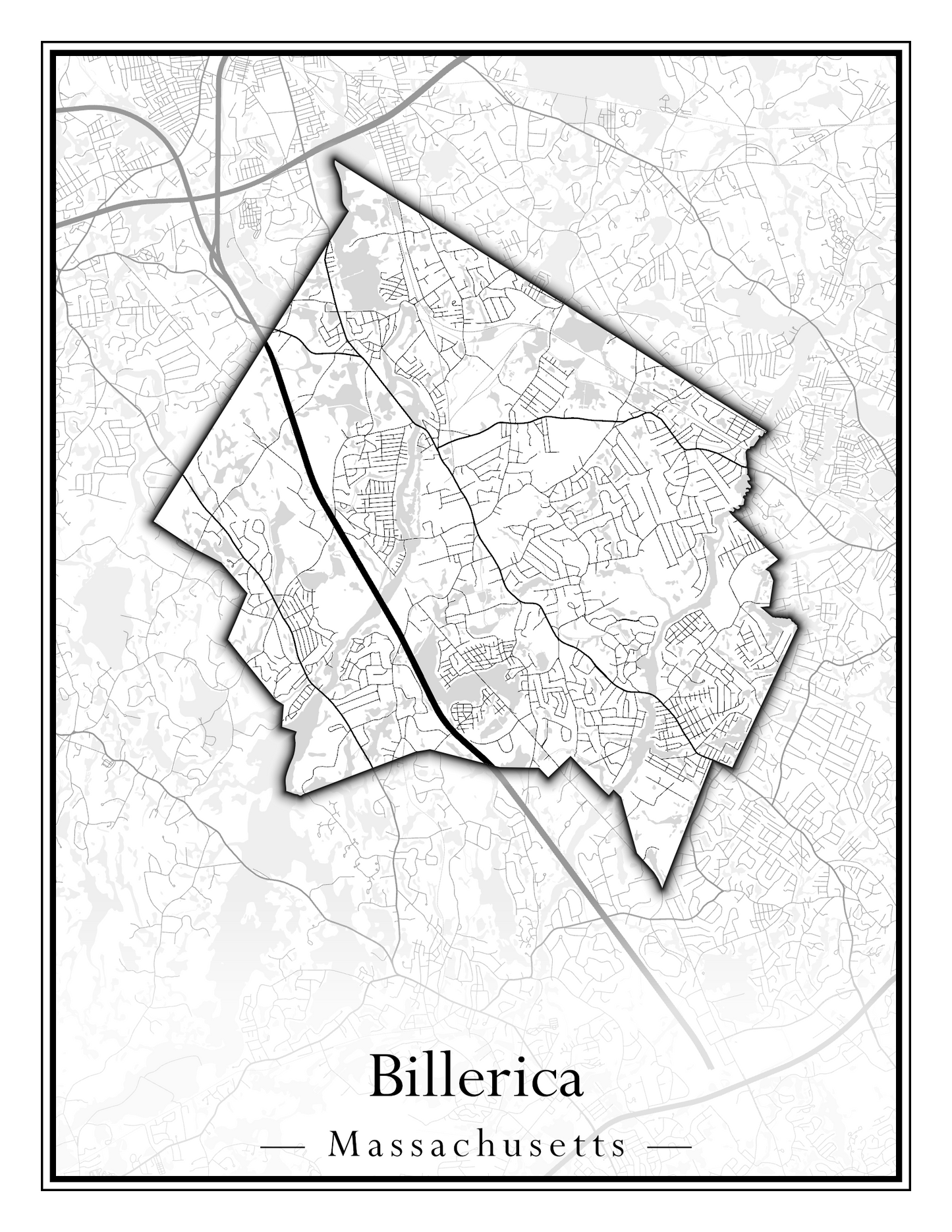 Massachusetts Towns - Street Map (Berlin - Billerica)