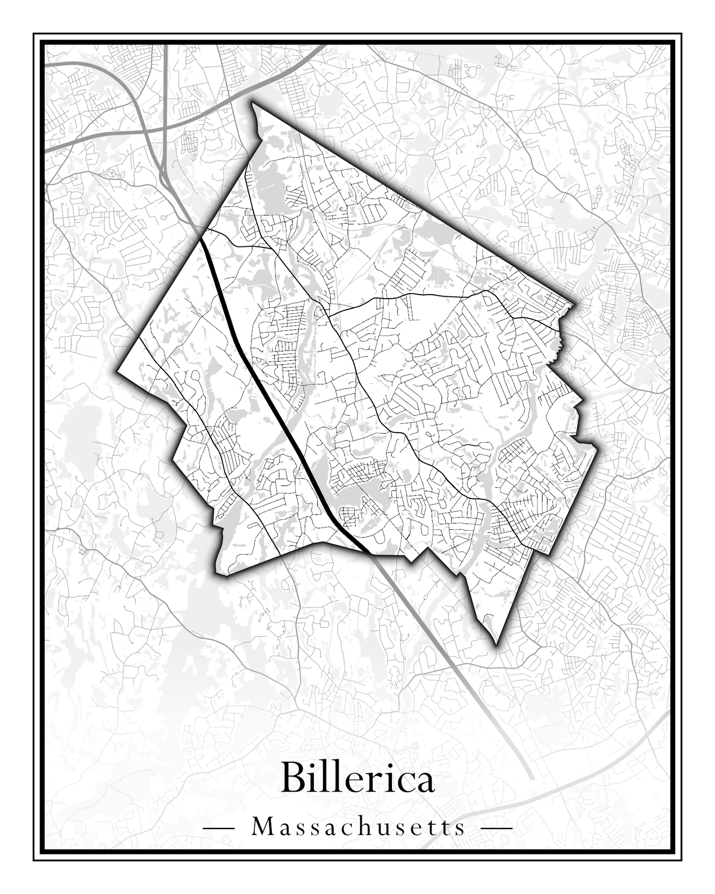 Massachusetts Towns - Street Map (Berlin - Billerica)