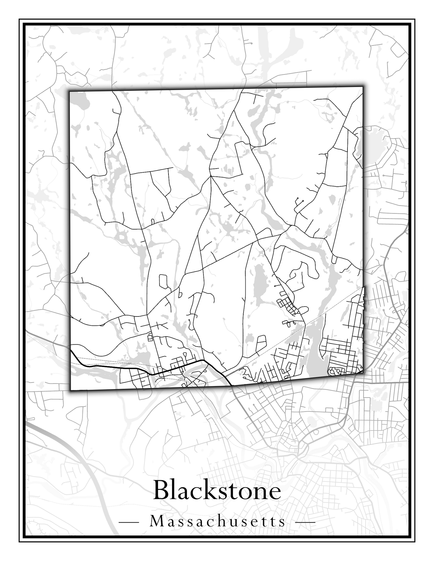 Massachusetts Towns - Street Map (Blackstone - Boston)