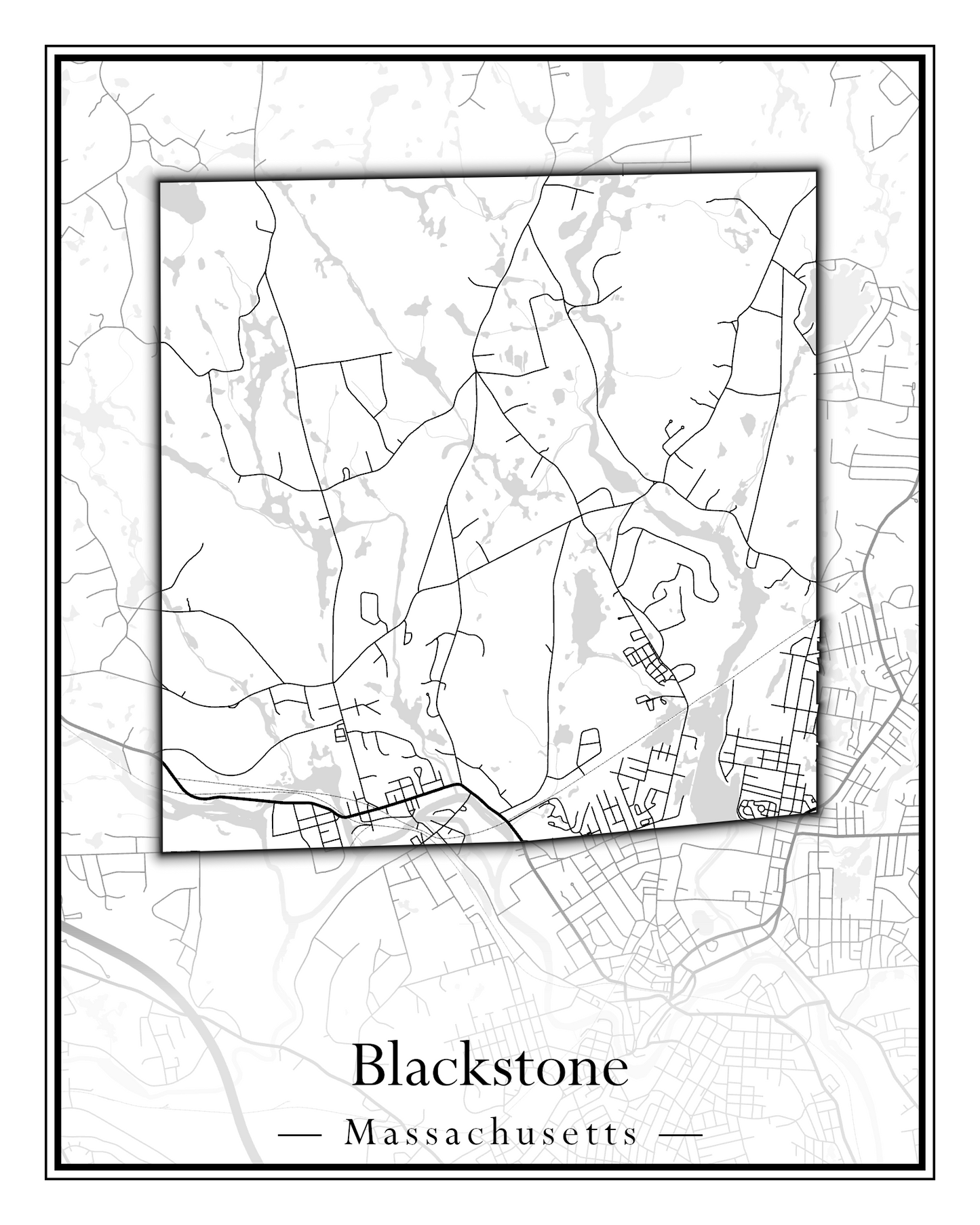 Massachusetts Towns - Street Map (Blackstone - Boston)