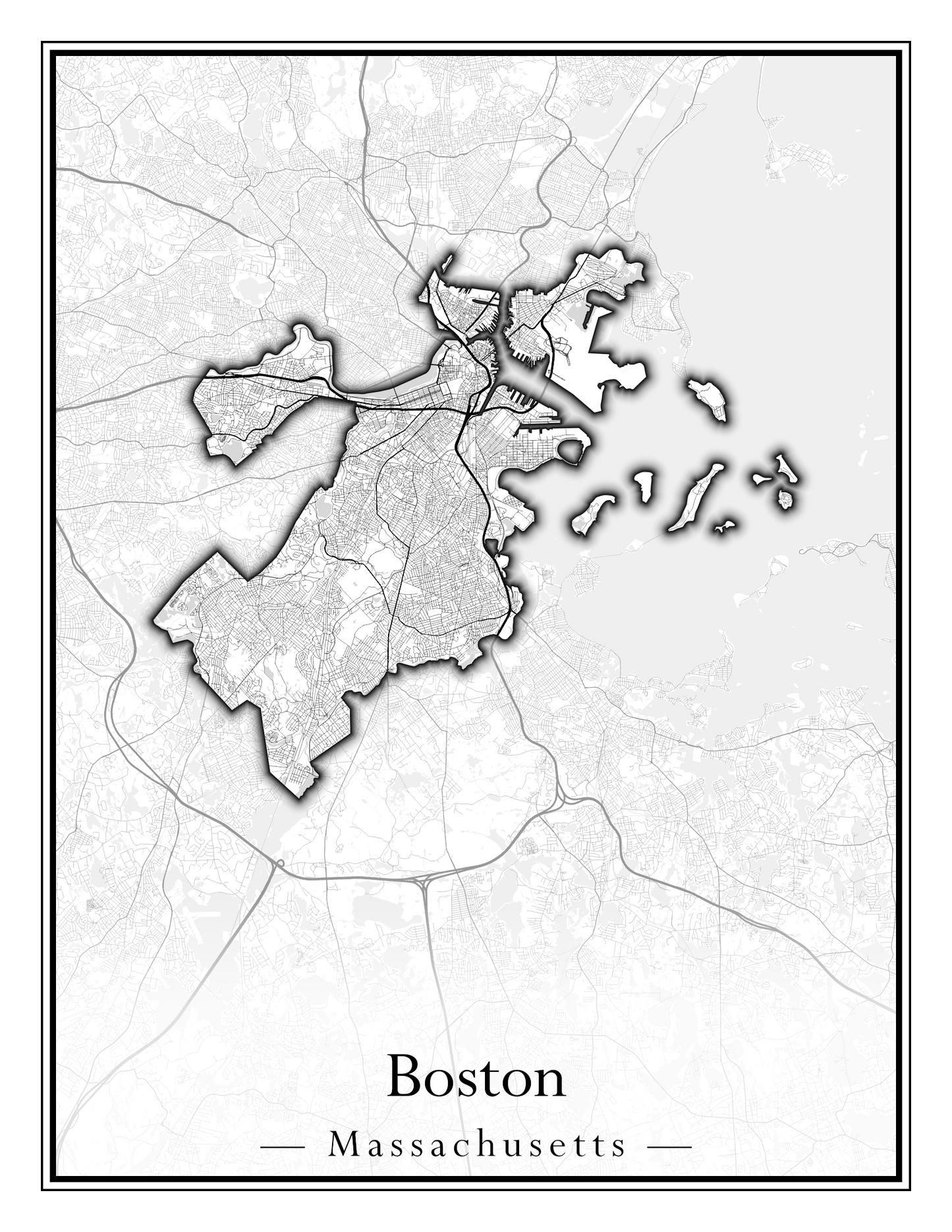 Massachusetts Towns - Street Map (Blackstone - Boston)