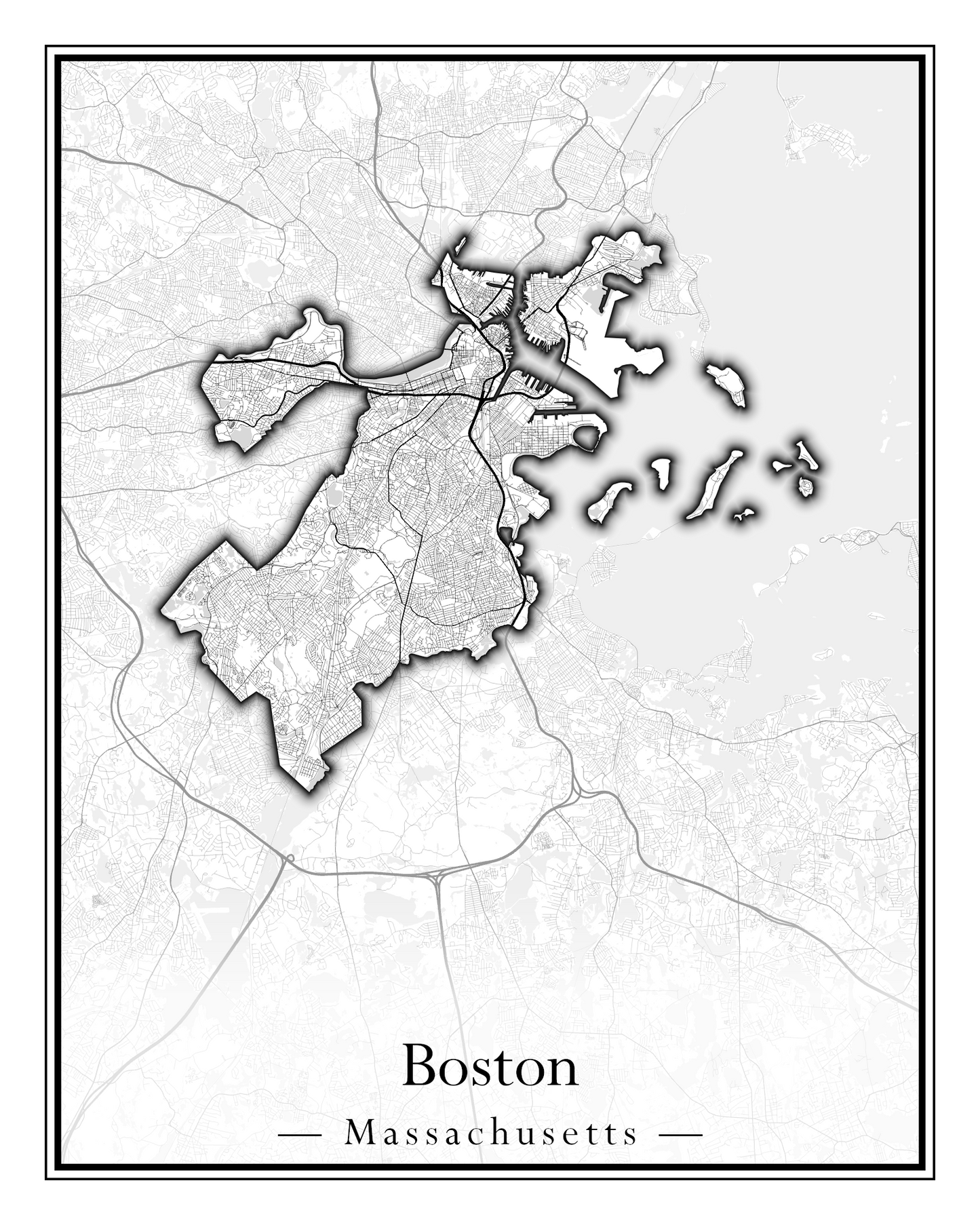 Massachusetts Towns - Street Map (Blackstone - Boston)