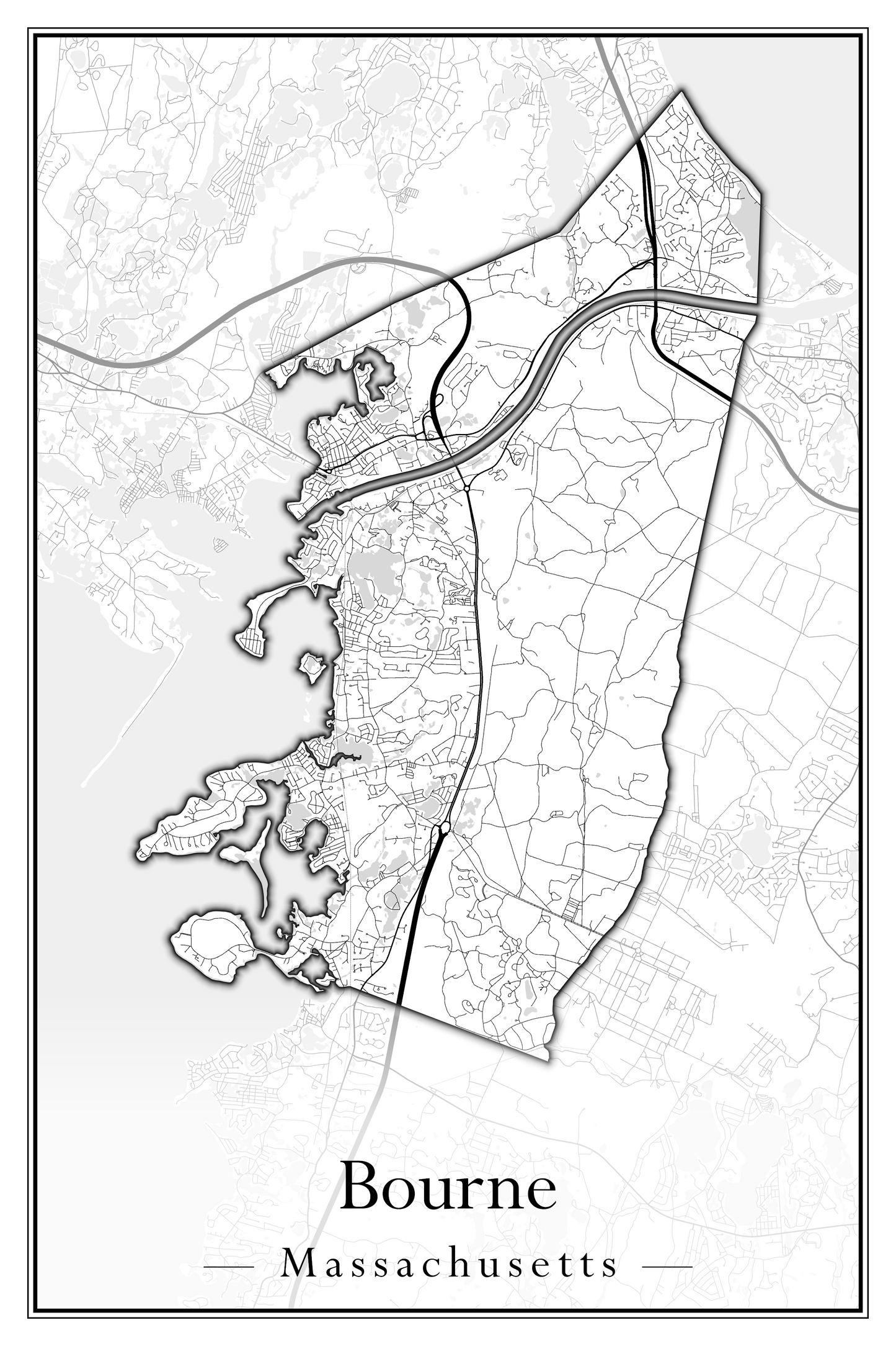 Massachusetts Towns - Street Map (Bourne - Boylston)