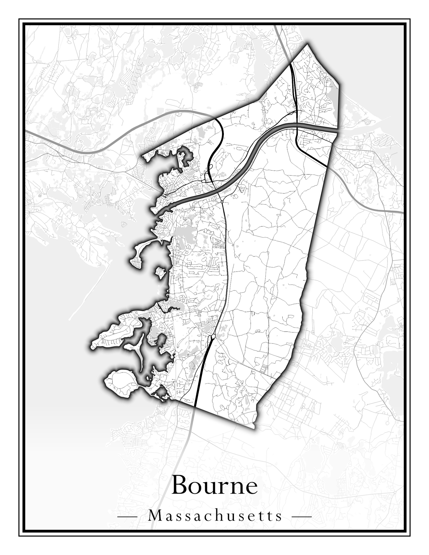 Massachusetts Towns - Street Map (Bourne - Boylston)